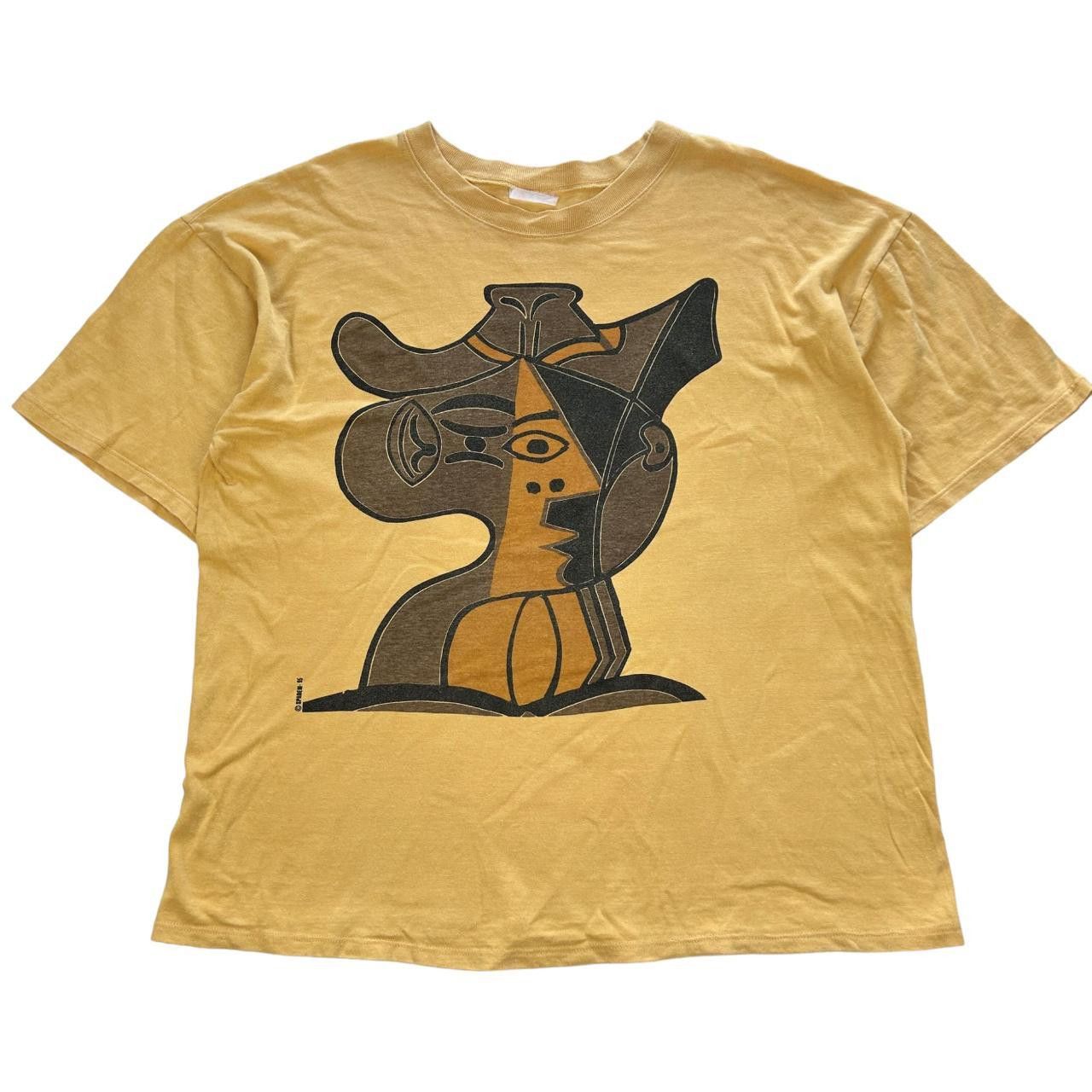 image of Vintage 1990S Picasso Art T Shirt Size XL in Yellow, Men's