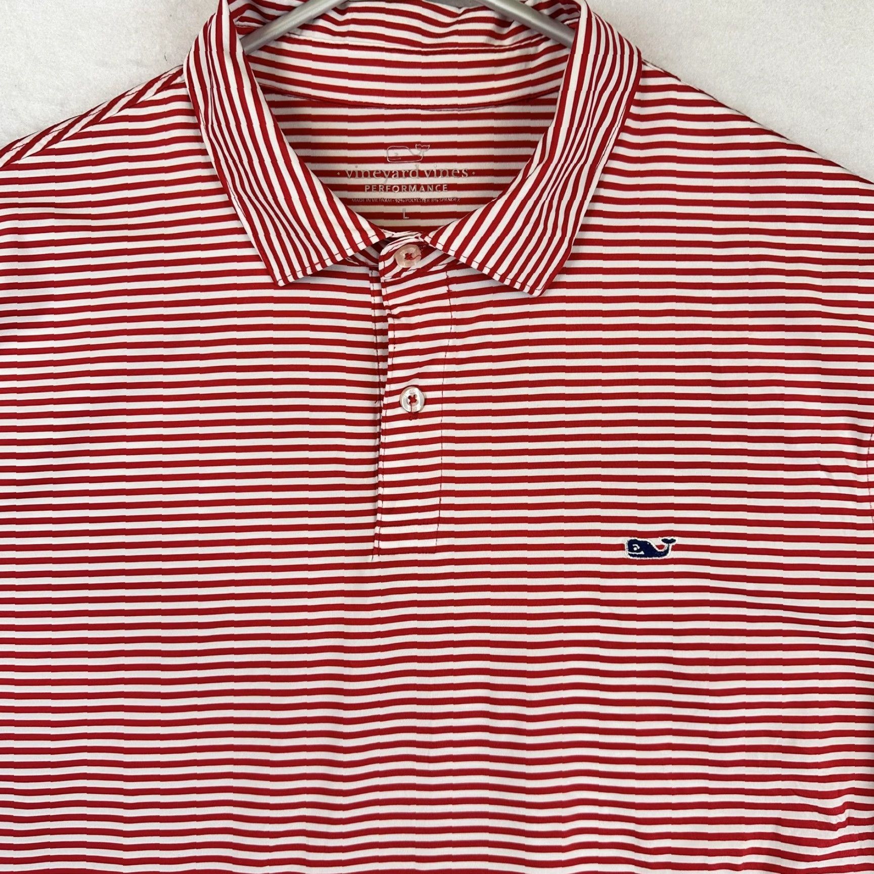Vineyard Vines Vineyard Vines Polo Shirt Mens Large Red White Striped Performance Stretch Golf Shirt Size US L / EU 52-54 / 3 - 3 Thumbnail