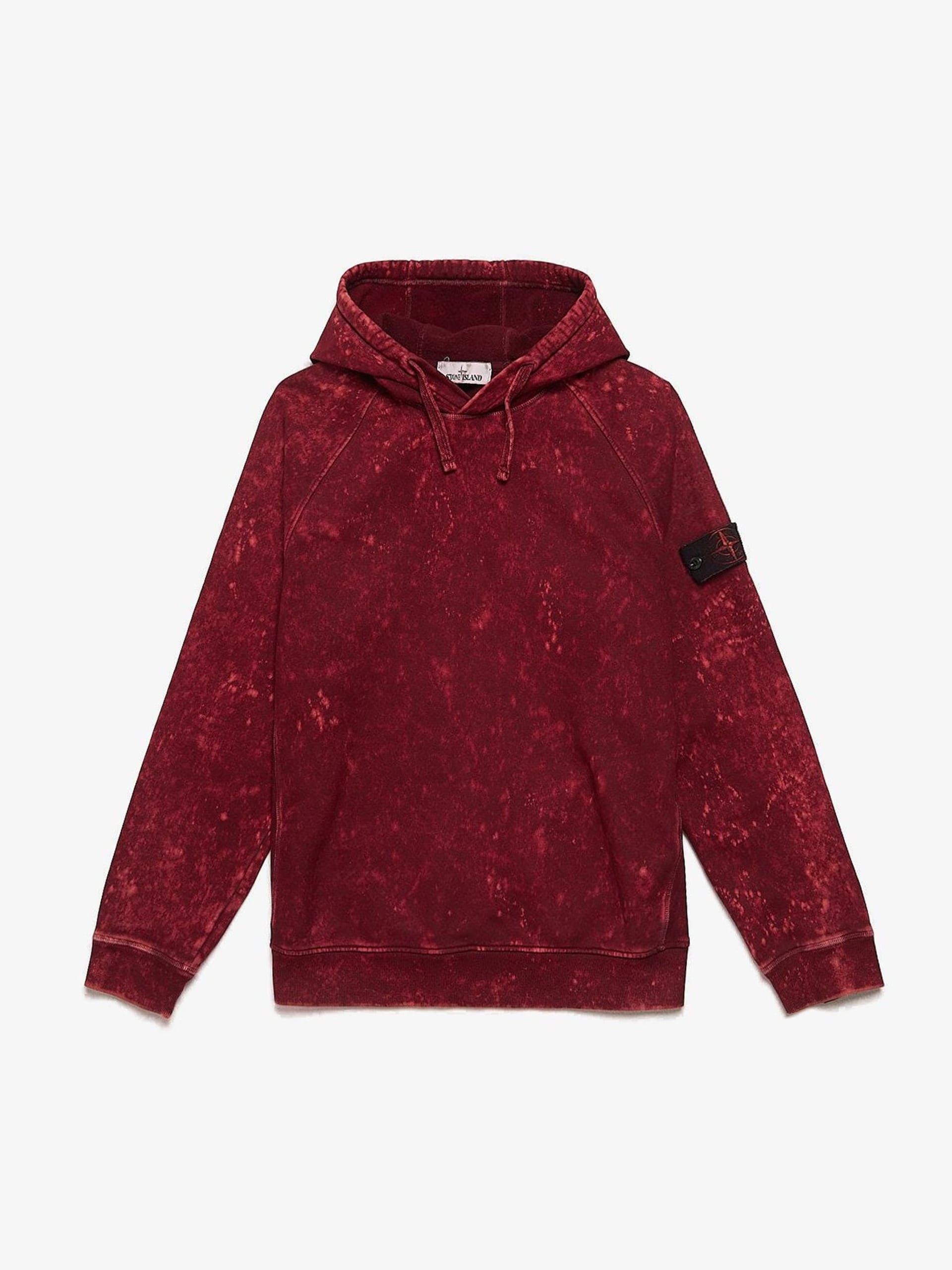 Stone Island Dark Red Acid Splattered Cotton Hoodie Grailed