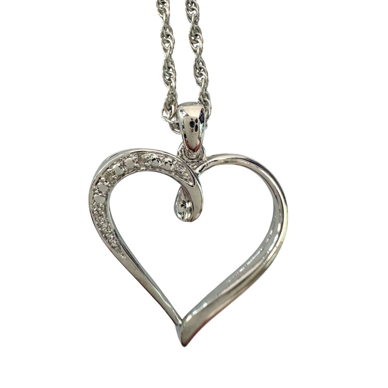 Other Heart Pendant with Diamond Accent - Rhodium Plated -15" Size ONE SIZE - 2 Thumbnail