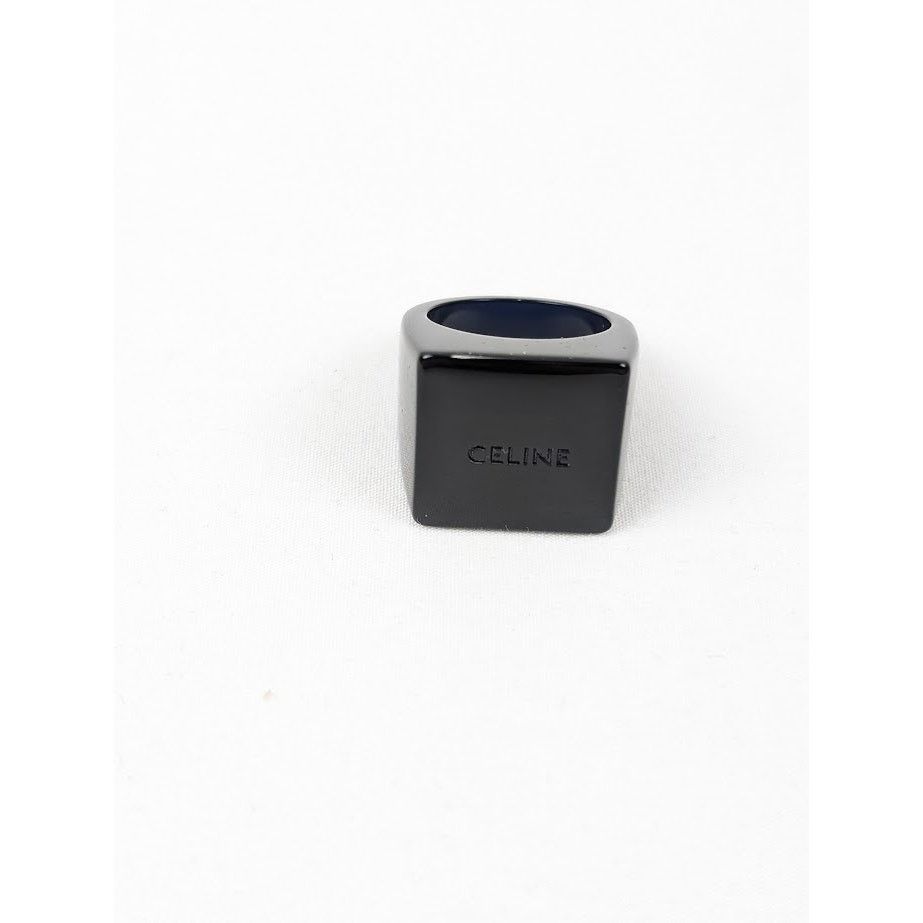 Celine o1rshd1 Size: 58 / Square Ring in Pexiglass in Black Size ONE SIZE - 1 Thumbnail