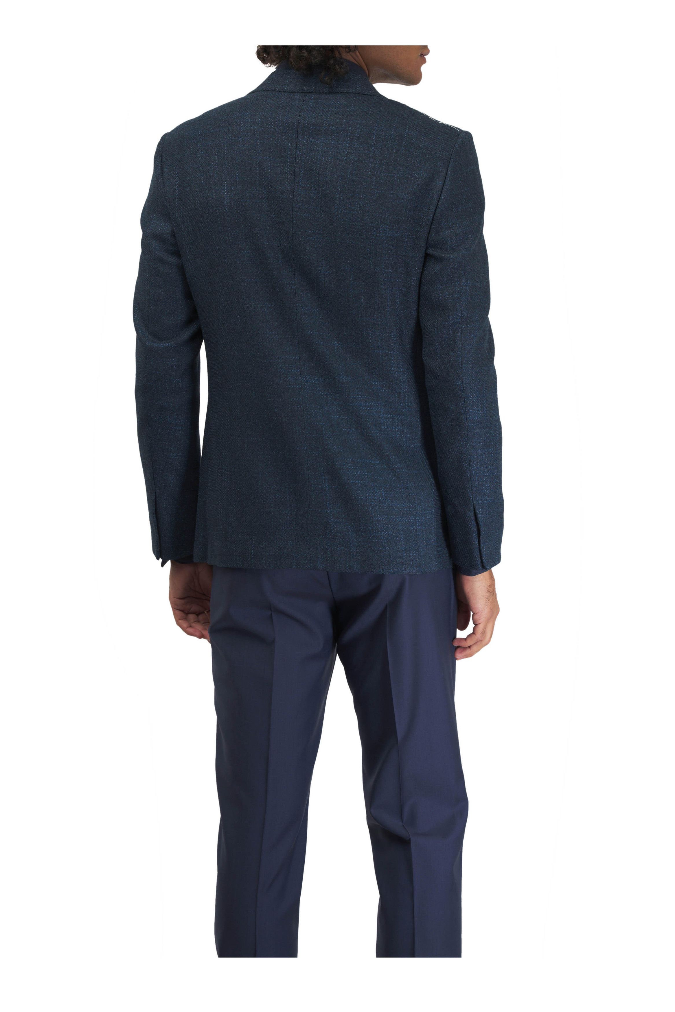 Z Zegna o1mtch0225 Crossover Plaid Sportcoat in Dark Teal Size US L / EU 52-54 / 3 - 4 Thumbnail