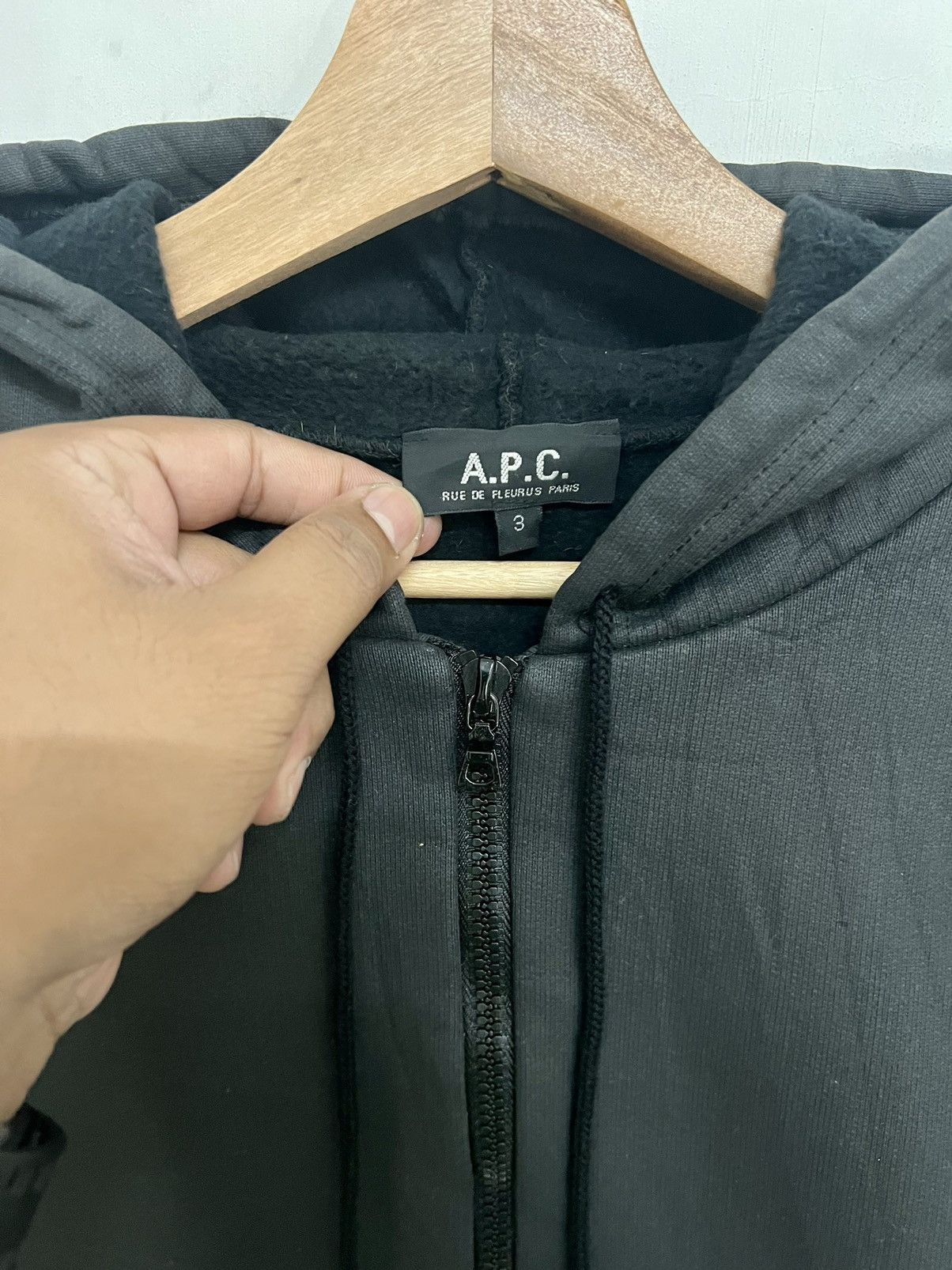 A.P.C. A.P.C BLACK WAX HOODIE SWEATSHIRT Size US L / EU 52-54 / 3 - 5 Thumbnail
