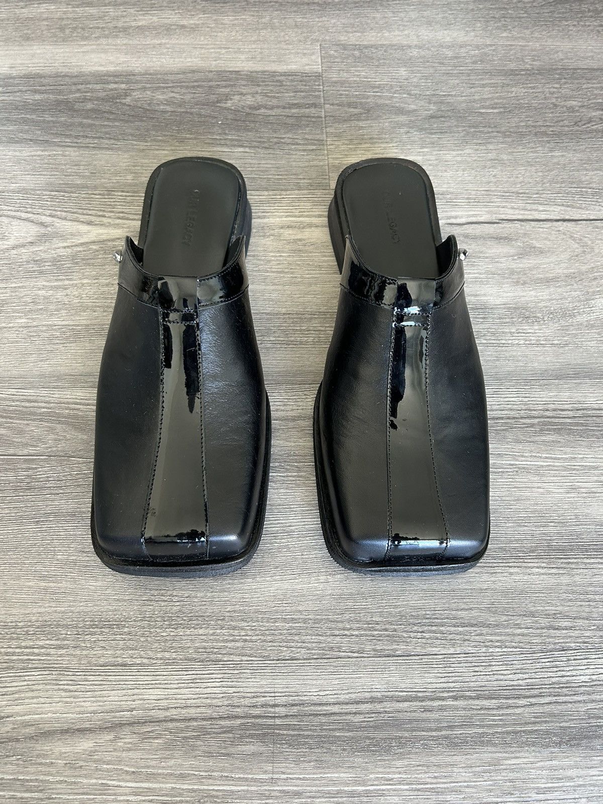 Our Legacy - Blunt Mule Top Dyed Black Leather ourlegacy BLUNT