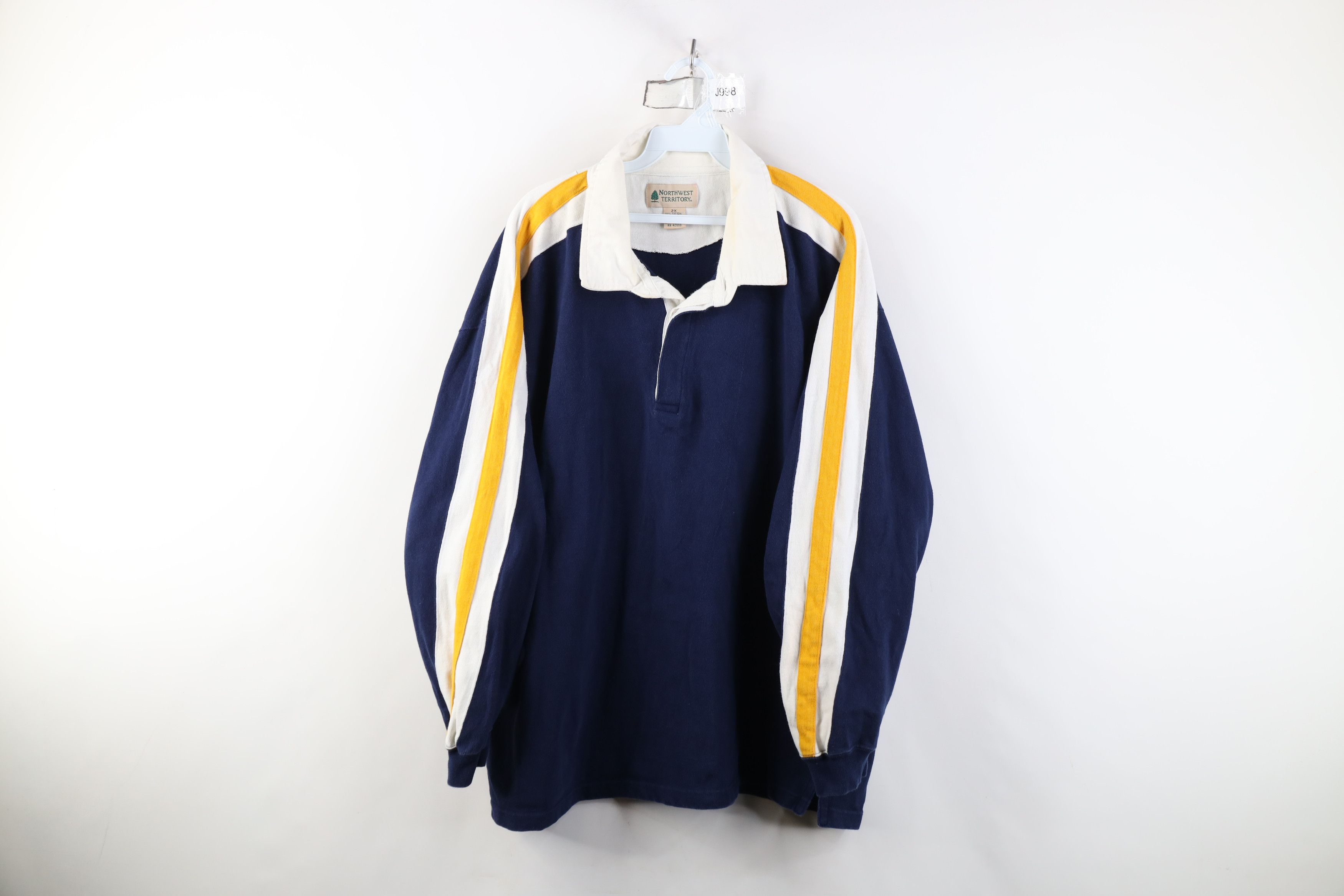 Vintage Vintage 90s Streetwear Long Sleeve Rugby Polo Shirt Blue Size US XXL / EU 58 / 5 - 1 Thumbnail