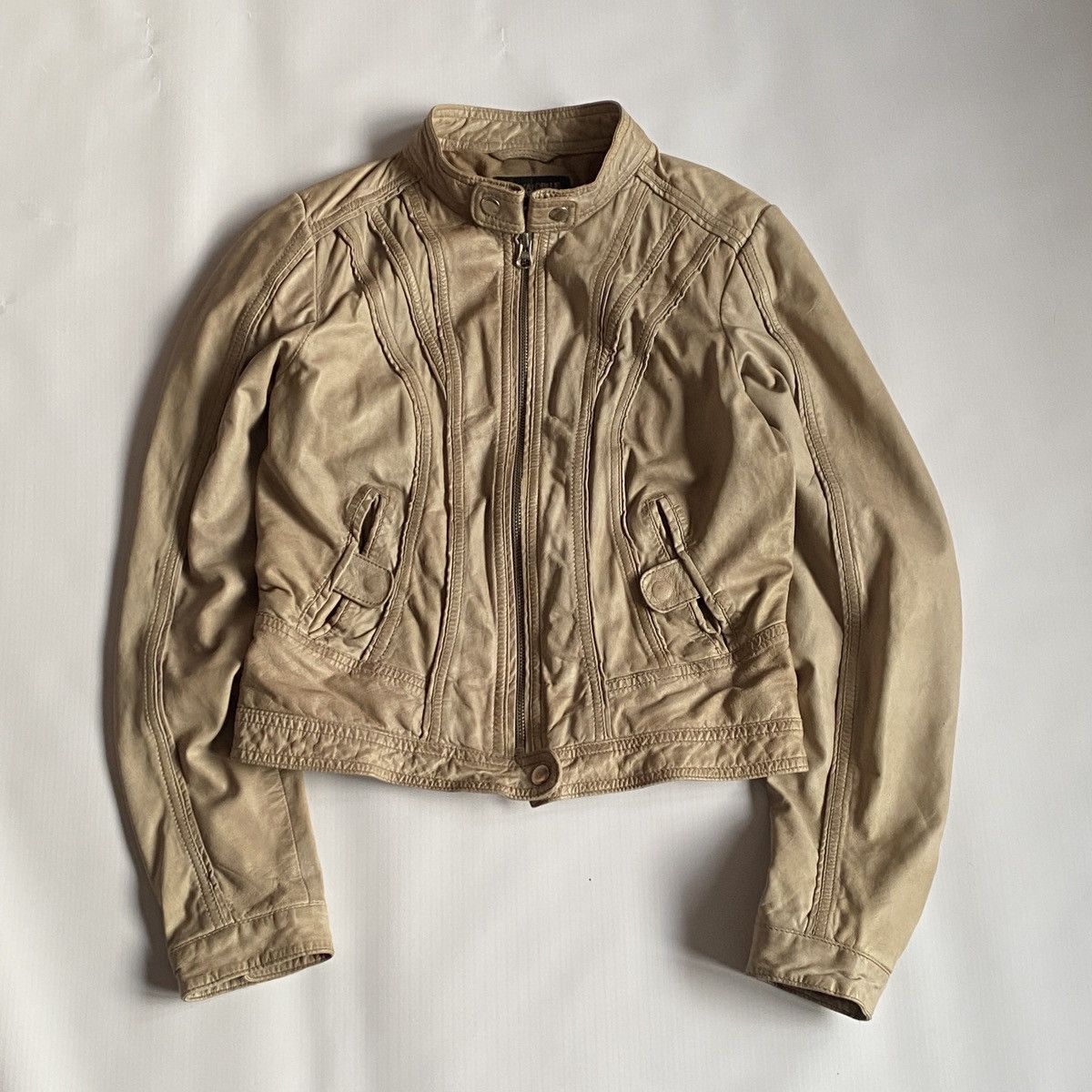 Genuine Leather Biker Real Leather Cropped Jacket Size S / US 4 / IT 40 - 3 Thumbnail