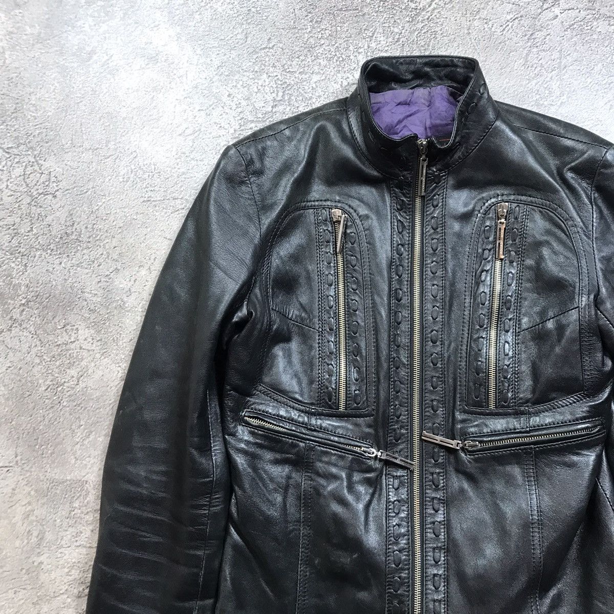 Vintage Vintage 90s Y2K Black Moto Jacket Streetwear Punk Relaxed L Size L / US 10 / IT 46 - 3 Thumbnail
