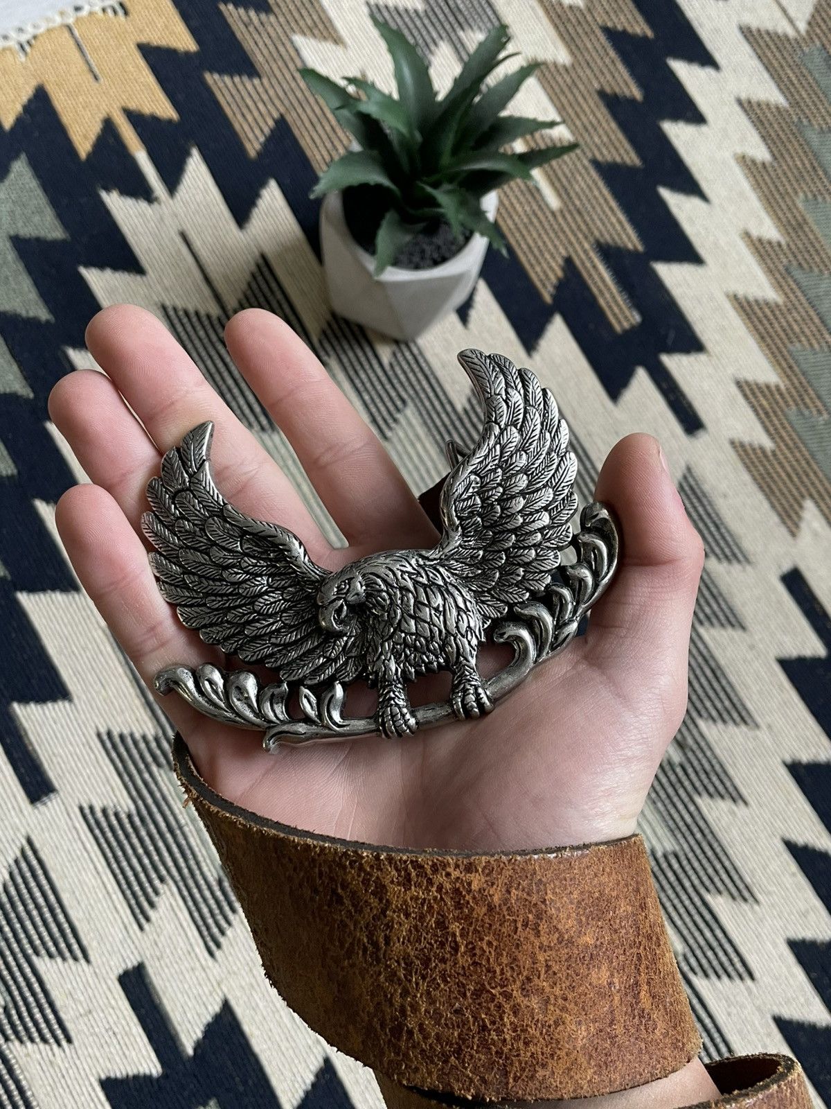 Vintage Vintage Y2K Big Eagle Bunckle Leather Belt Size ONE SIZE - 3 Thumbnail