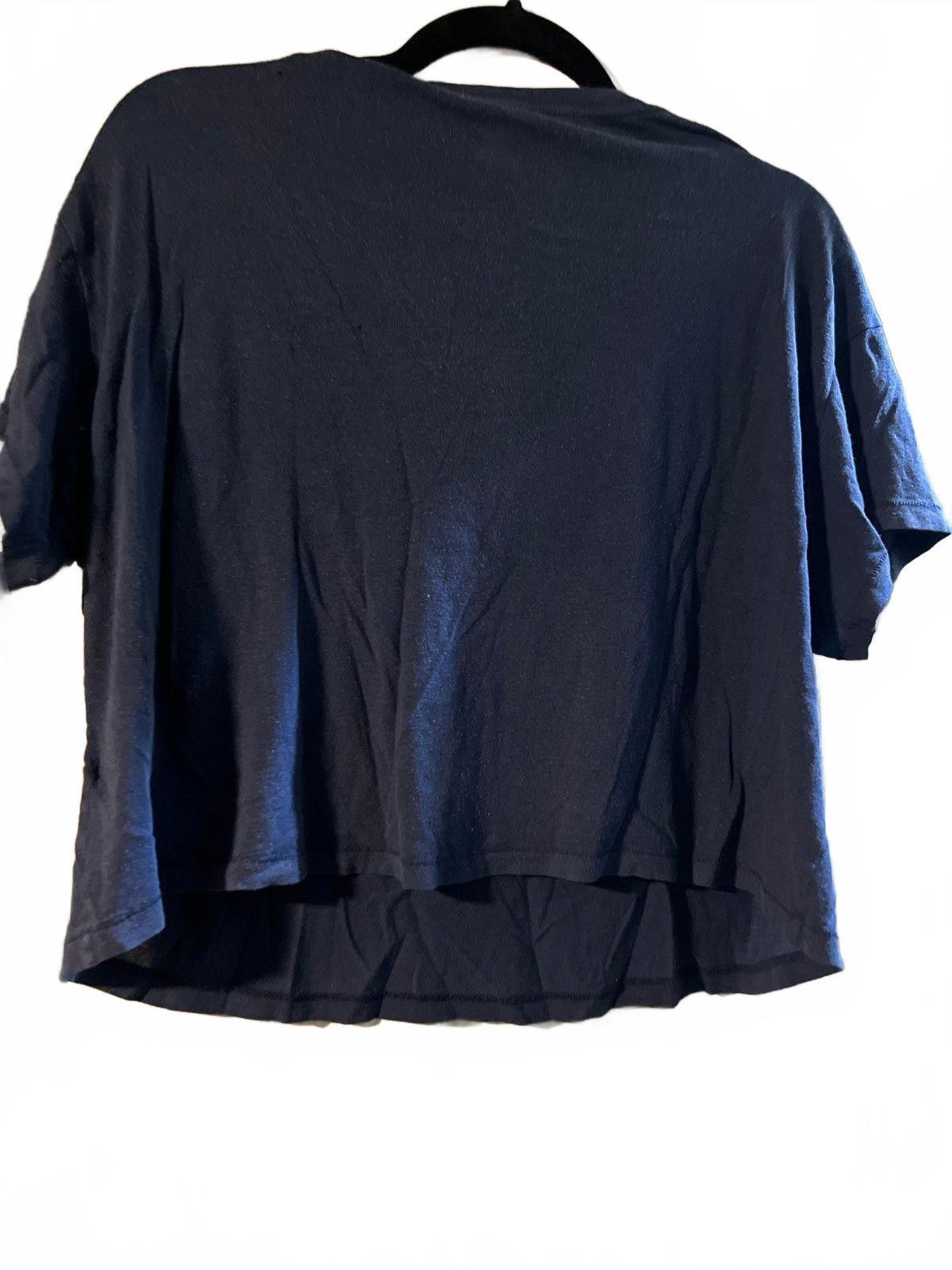 Pink Cozy Casual Navy Blue Tee with Floral Design Size L / US 10 / IT 46 - 5 Thumbnail