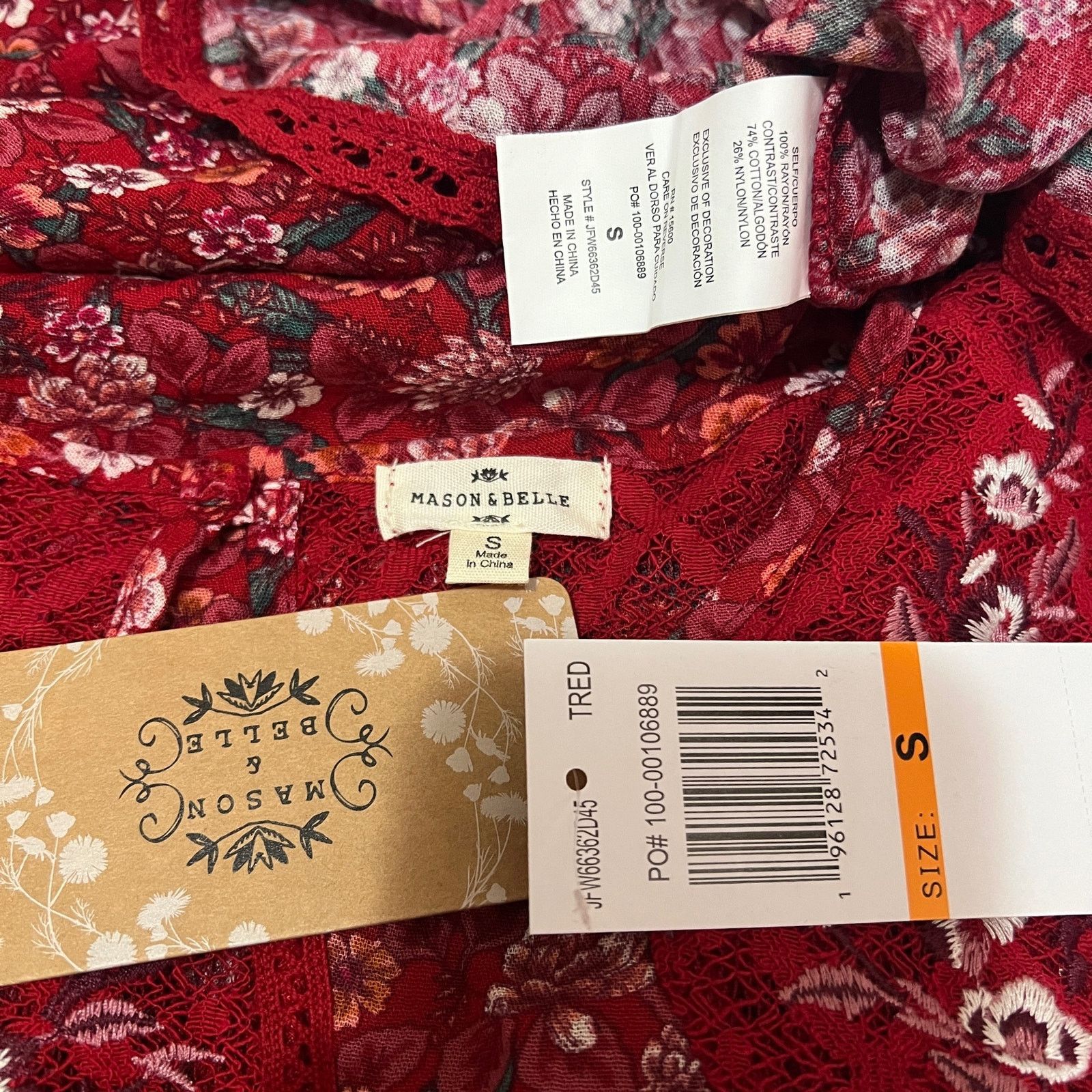 Other Tempesta Lace Detail 3/4 Sleeve Top - Stitch Fix Boho Blouse Size S / US 4 / IT 40 - 6 Thumbnail