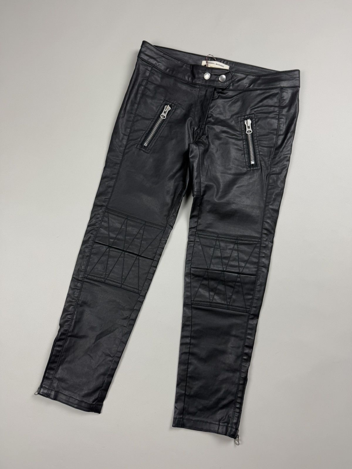 Isabel Marant Isabel Marant Pour H&M Coated Denim Biker Cropped Jeans Size 27" / US 4 / IT 40 - 4 Thumbnail
