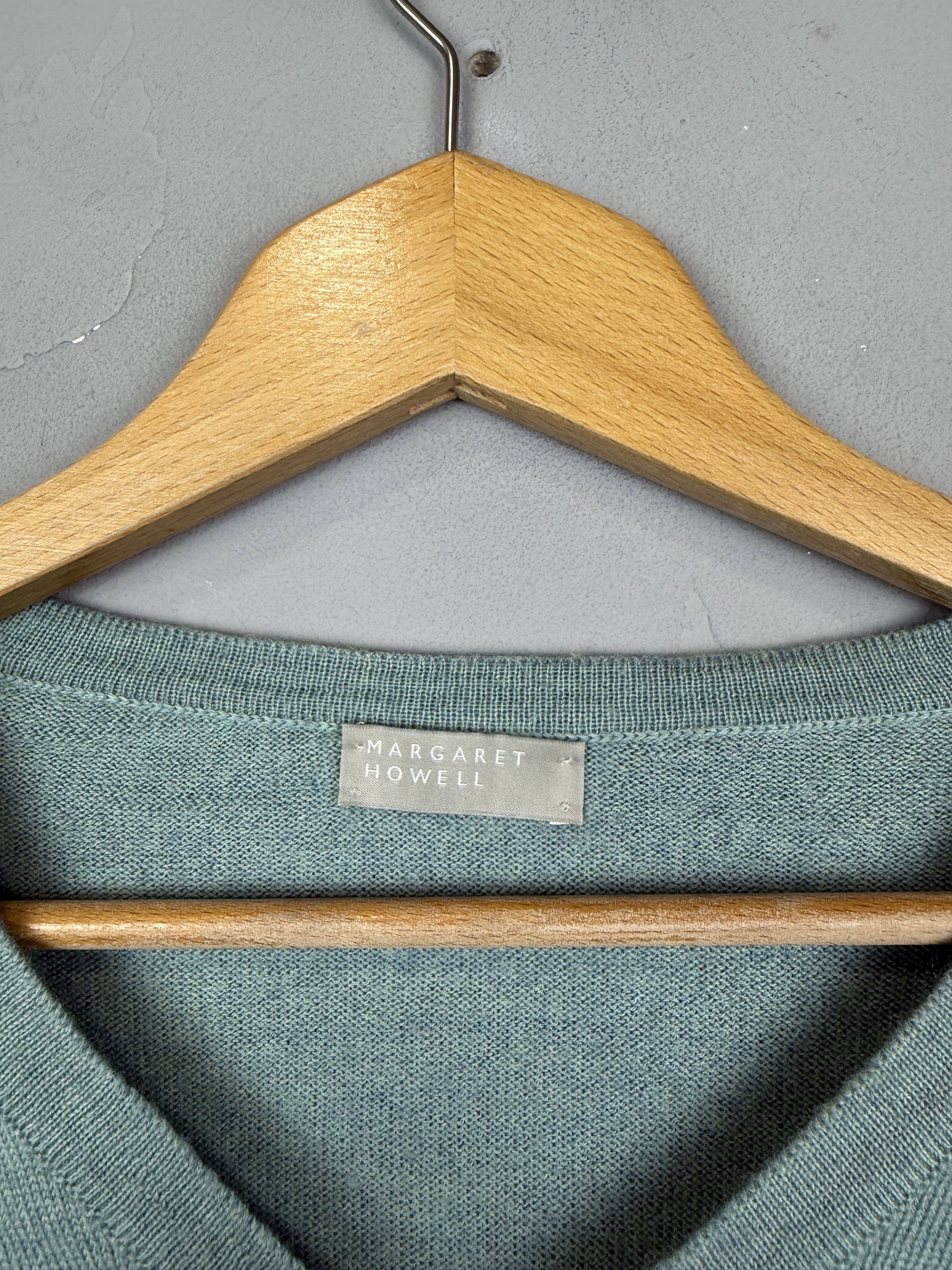 Margaret Howell Margaret Howell Wool Jumper Knit V Neck Sweater Green Size US S / EU 44-46 / 1 - 4 Thumbnail