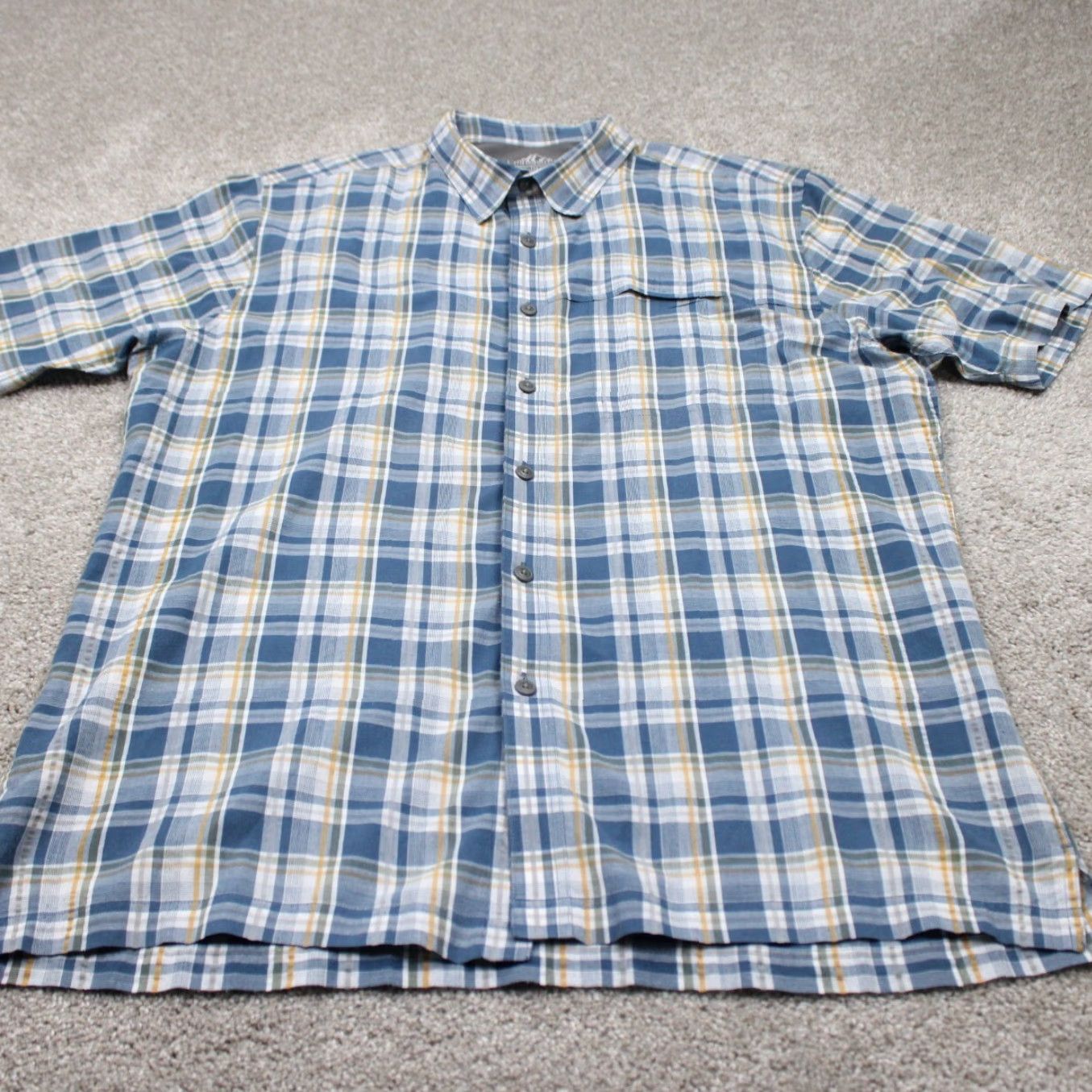 Croft & Barrow Croft & Barrow Quick Dry Shirt Mens L Blue/Yellow Poly/Cotton S/S Button Up Size US L / EU 52-54 / 3 - 2 Thumbnail