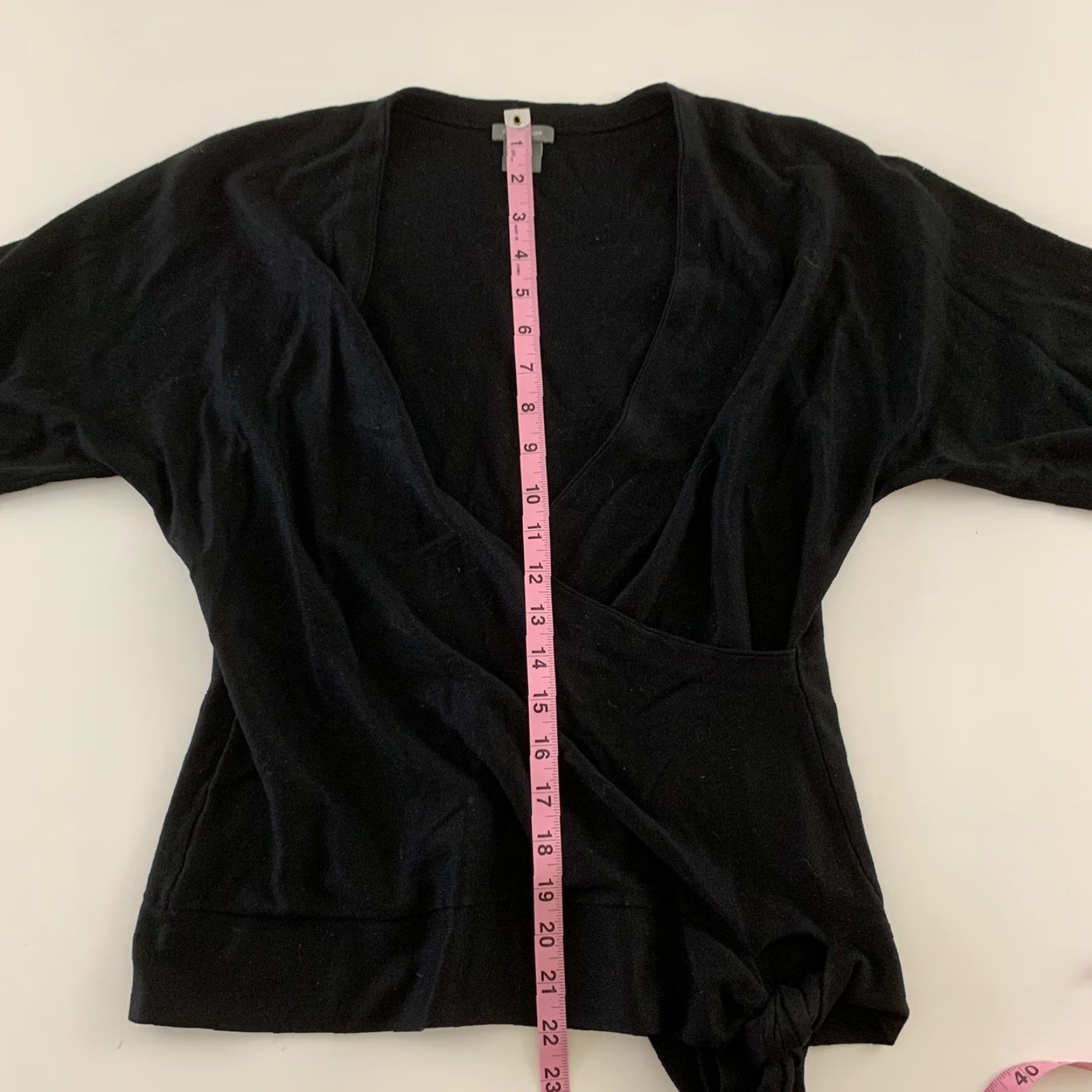 Ann Taylor Ann Taylor Blouse Shirt Solid Black 3/4 Sleeve Tie Front Women's Size S Size S / US 4 / IT 40 - 5 Thumbnail