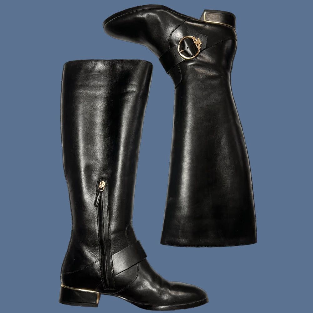 Tory Burch Tory Burch Sofia Knee High Riding Boots 9 Black Leather Zip Buckle Logo Womens Boots Size US 9 / IT 39 - 1 Thumbnail