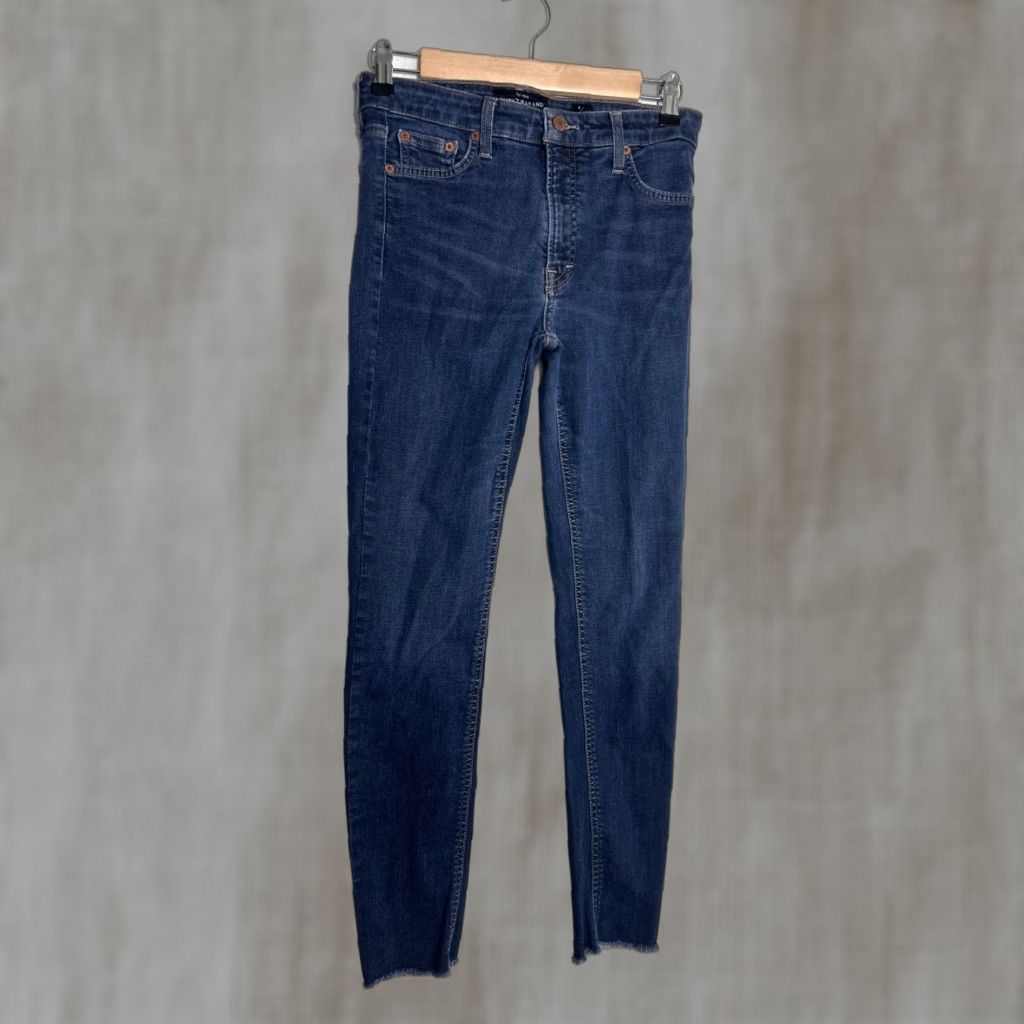 Lucky Brand VINTAGE Lucky Brand Bridgette Skinny Jeans Dark Wash Womens Size 4 Raw Hem Blue 90s Mens Womens Girls Size 27" / US 4 / IT 40 - 1 Thumbnail