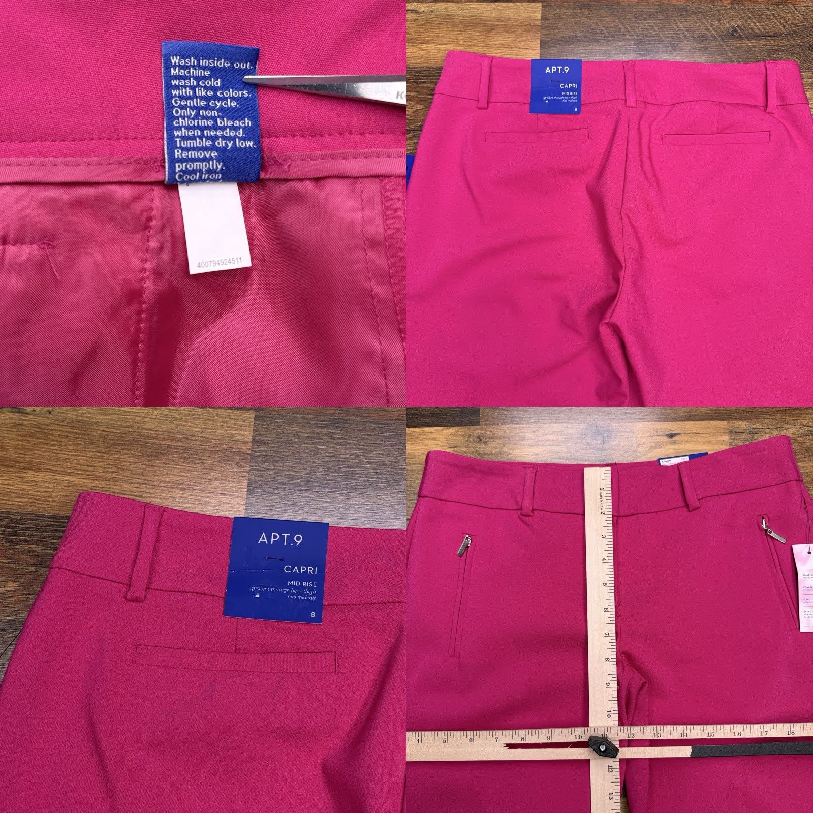 Apt. 9 Apt. 9 Pink Capri Pants Womens 8 Mid Rise Stretch Flat Front Straight Leg Workwear Casual Size 30" / US 8 / IT 44 - 8 Thumbnail