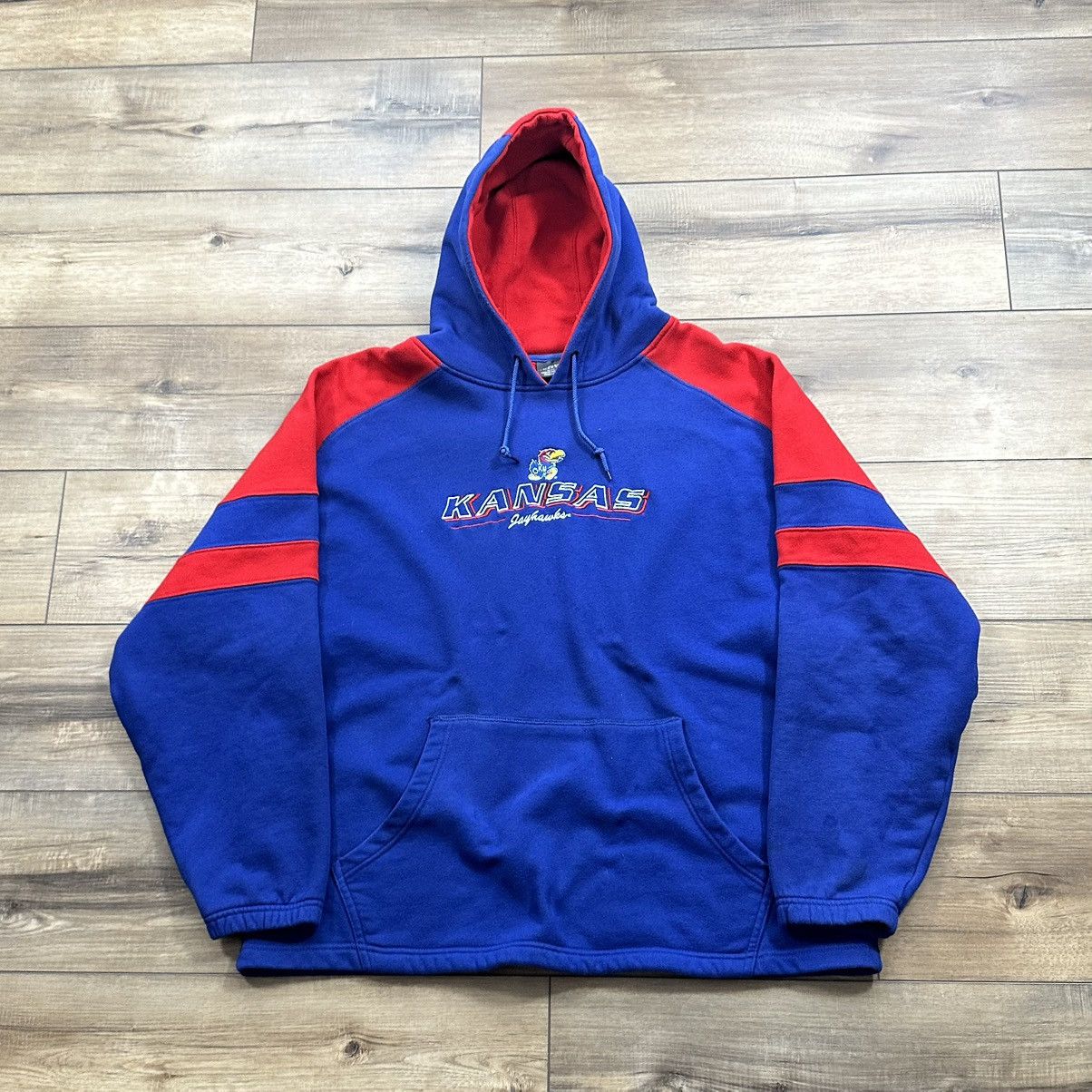 Other Vintage 90s Kansas Jayhawks Red and Blue Embroidered Hoodie Size US XL / EU 56 / 4 - 1 Thumbnail