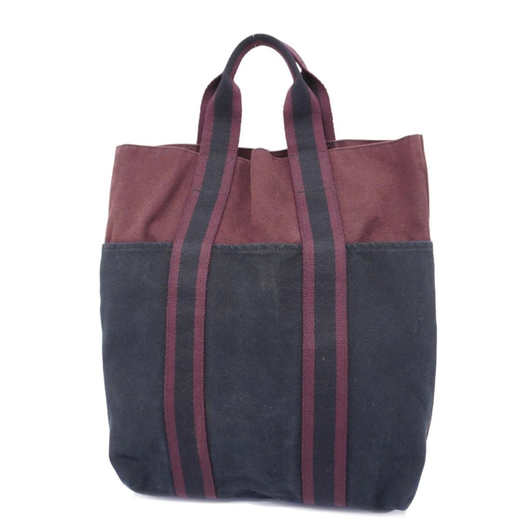 image of Hermes Tote Bag Fool To Cabas Canvas Brown Black Women's