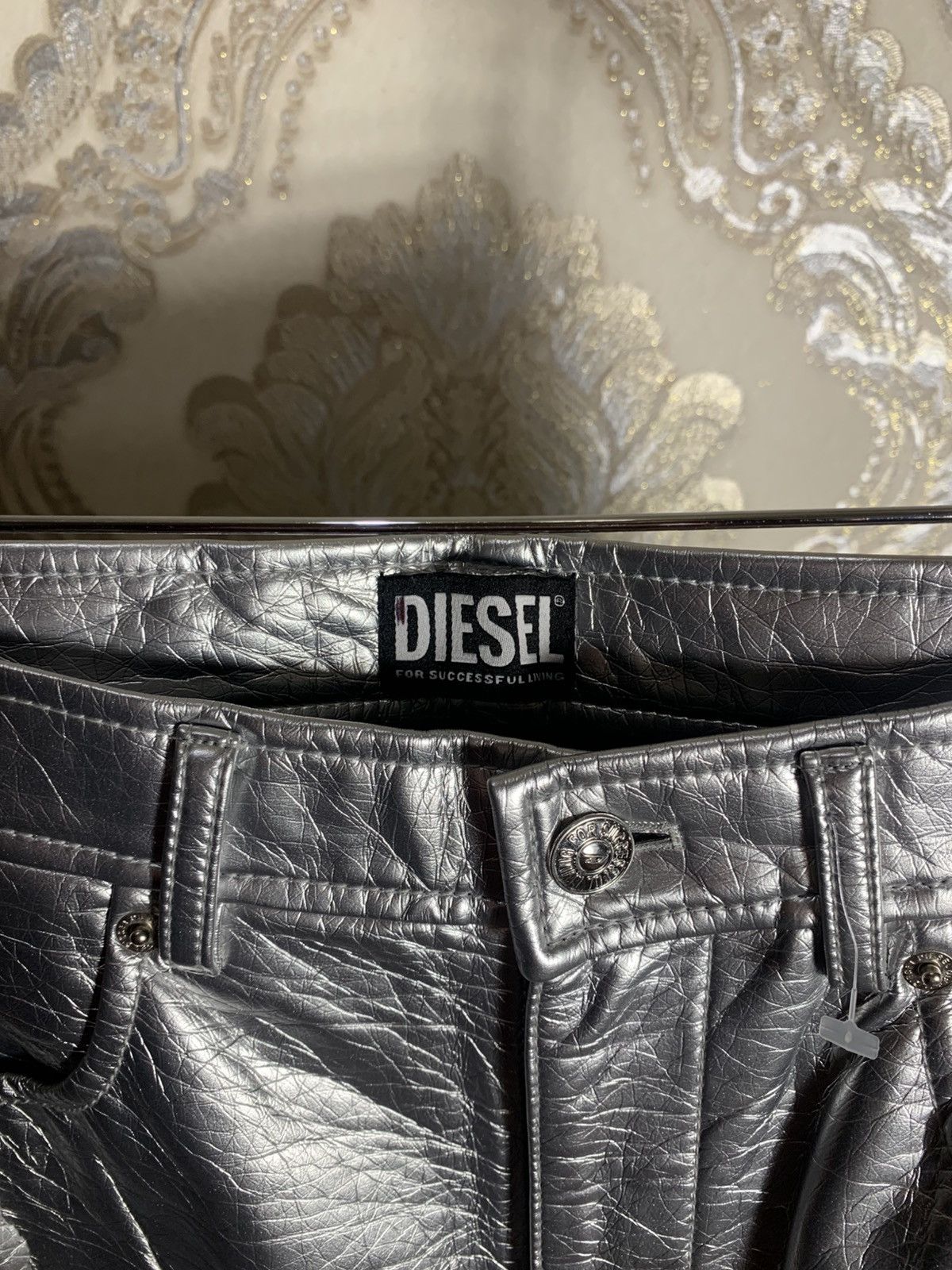 Diesel Black Gold VINTAGE DIESEL DESIGNER P-ARCY PANTS SILVER JAPAN STYLE Y2K Size 27" / US 4 / IT 40 - 3 Thumbnail