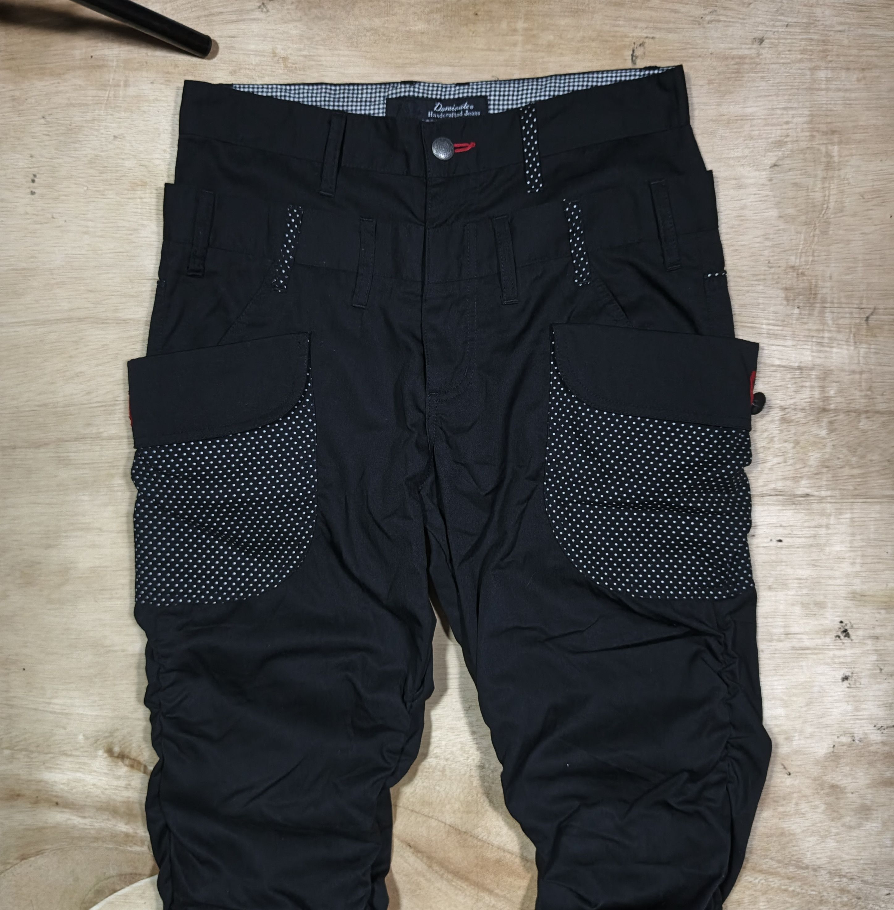 Japanese Brand Dominate Handcrafted Double Waist Stacked Ruched Cargo Pants Size US 29 - 2 Thumbnail