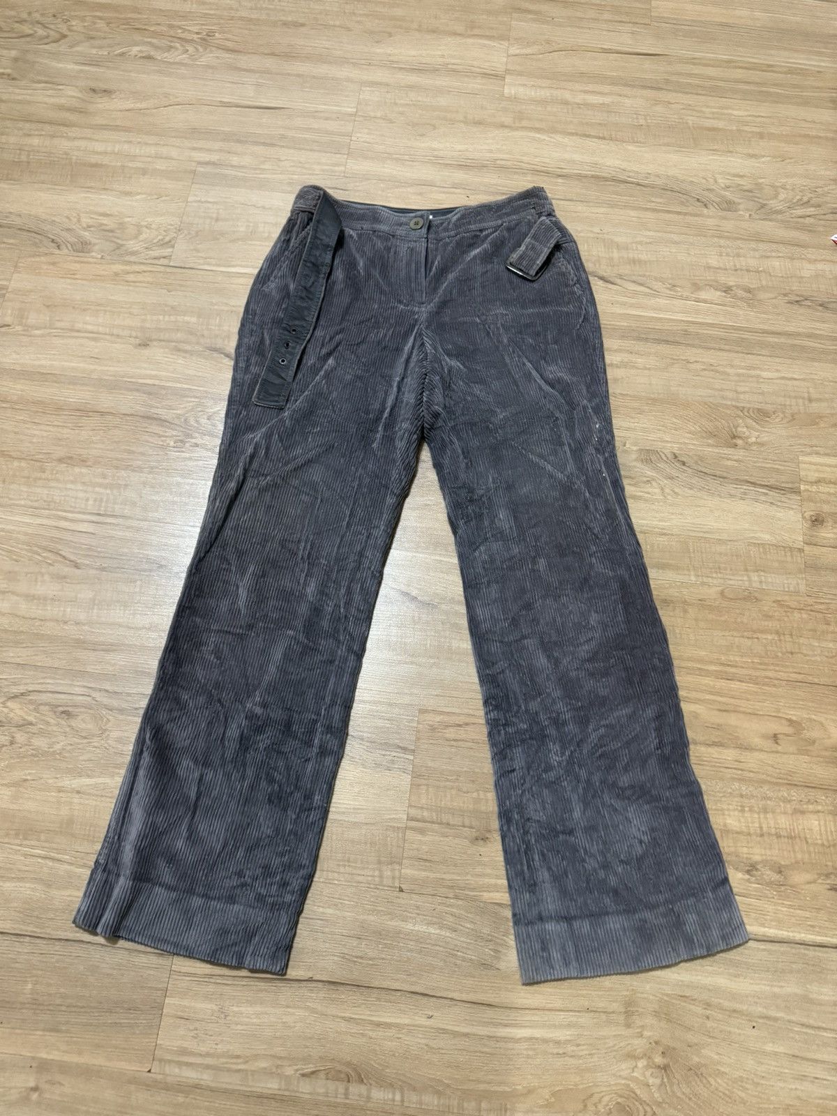 image of Armani Collezioni Corduroy Pants in Grey, Women's (Size 29)