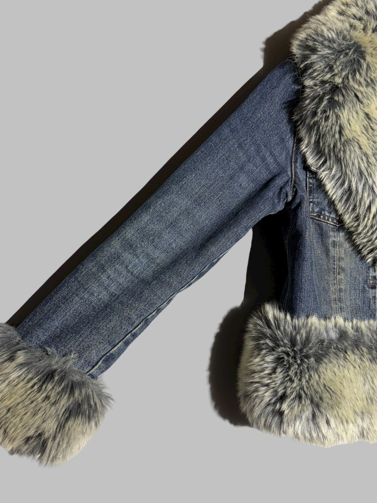 Gap 🔥 Y2K FAUX FUR GAP DENIM JACKET VINTAGE COAT Size S / US 4 / IT 40 - 7 Thumbnail