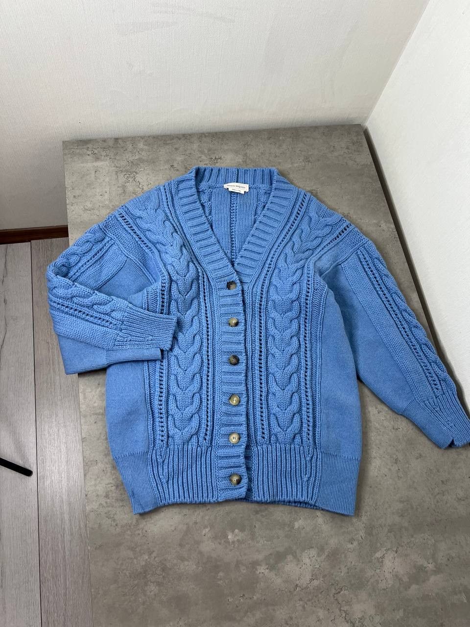 Alexander McQueen Alexander McQueen Jumper Womens Blue Cable Wool 100% Size M / US 6-8 / IT 42-44 - 5 Thumbnail
