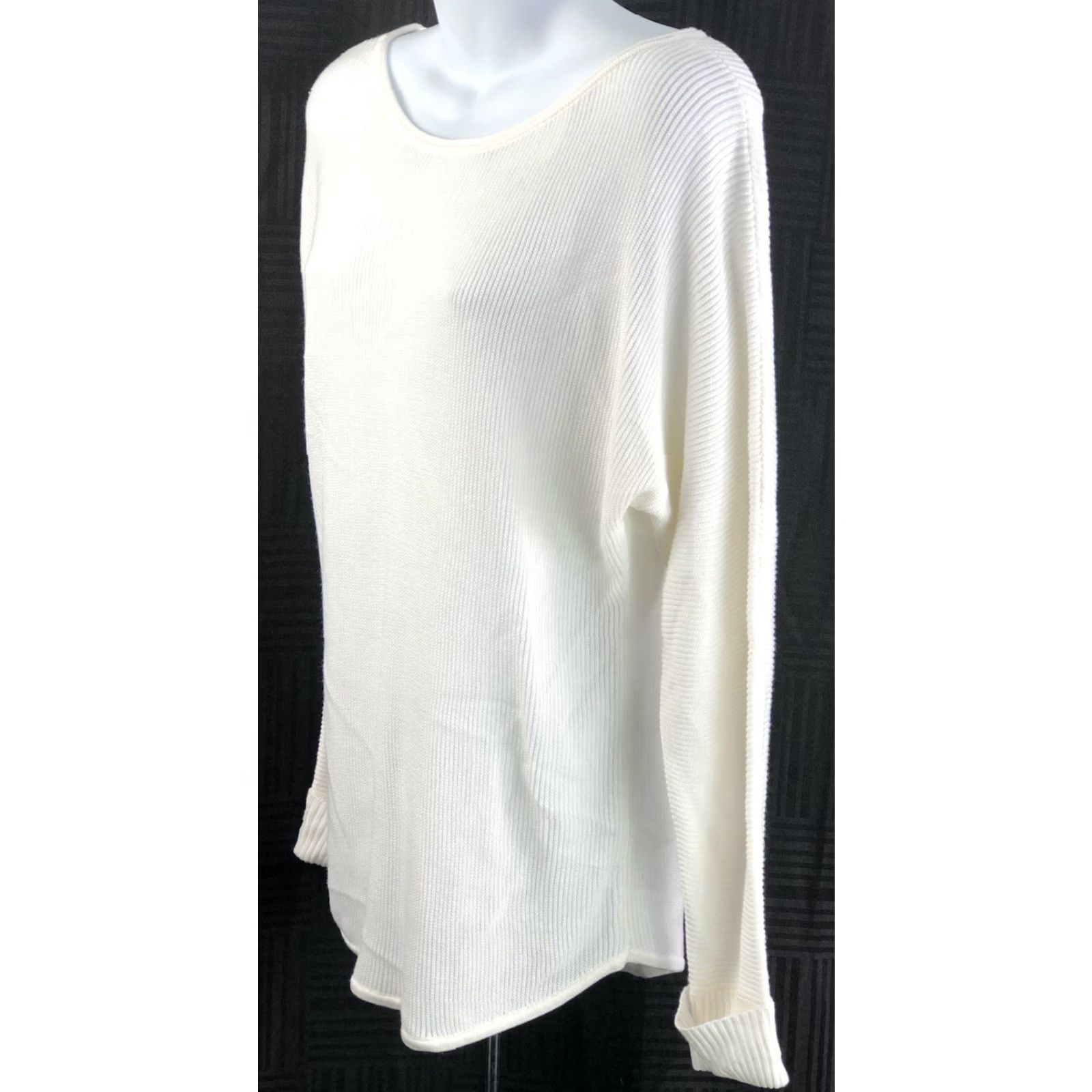 Vintage NY & Co Sweater S Ivory Asymmetrical Strappy Back Cuffed LongSleeve Boho Shirt Womens Size S / US 4 / IT 40 - 3 Thumbnail