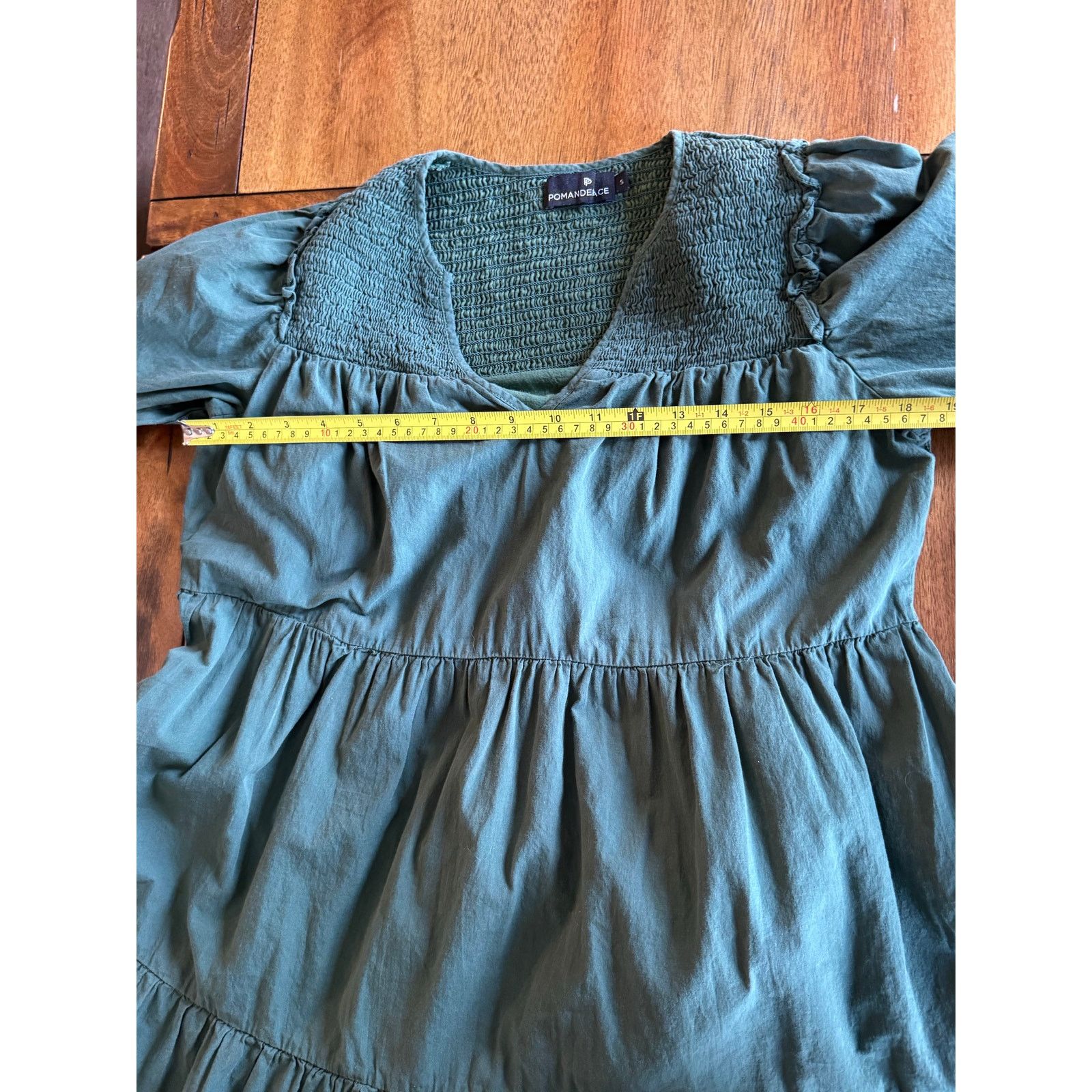 Other Pomander Place 100 Percent Cotton Green Smocked Tiered Dress Size S / US 4 / IT 40 - 6 Thumbnail