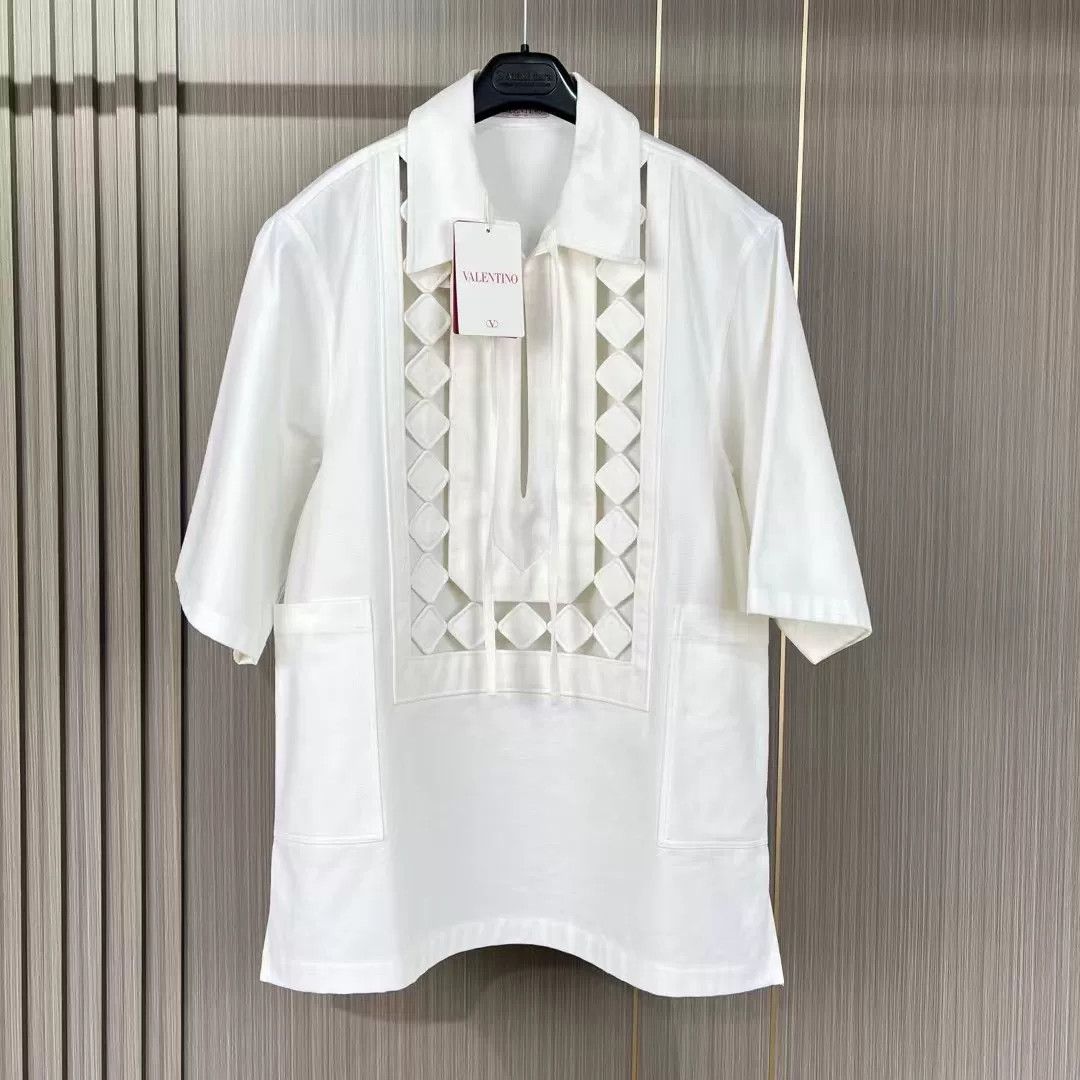Valentino Valentino Cutout Bow Tie Short Sleeve Shirt Size US S / EU 44-46 / 1 - 1 Thumbnail