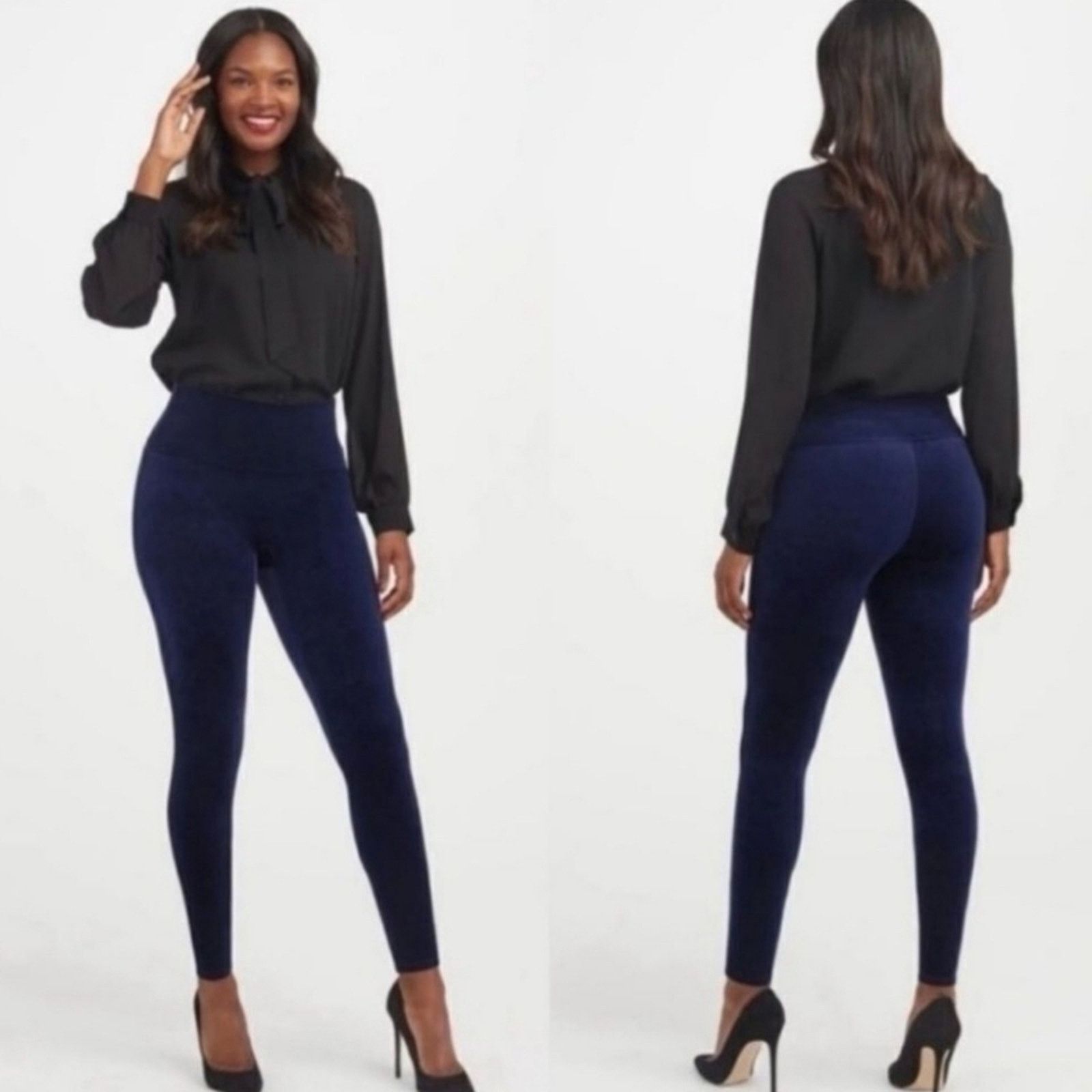 Spanx NEW Spanx High Waist Velvet Leggings Pants XS Blue Velour Size 24" / US 00 / IT 34 - 12 Thumbnail