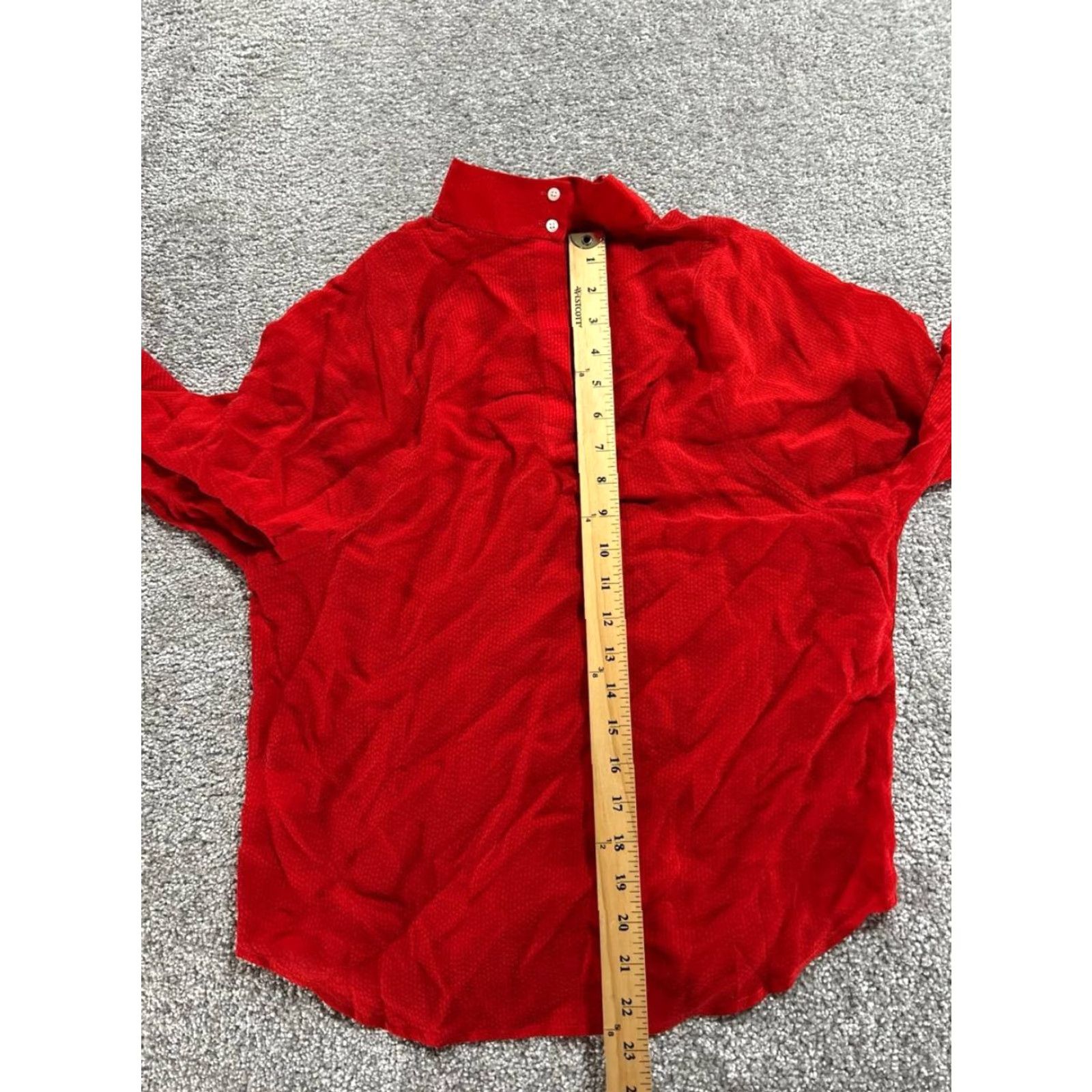 Everlane Everlane Blouse Shirt Womens 00 Red Cupro Oversized Balloon Sleeve Mock Neck Size XXS / US 00 / IT 34 - 5 Thumbnail