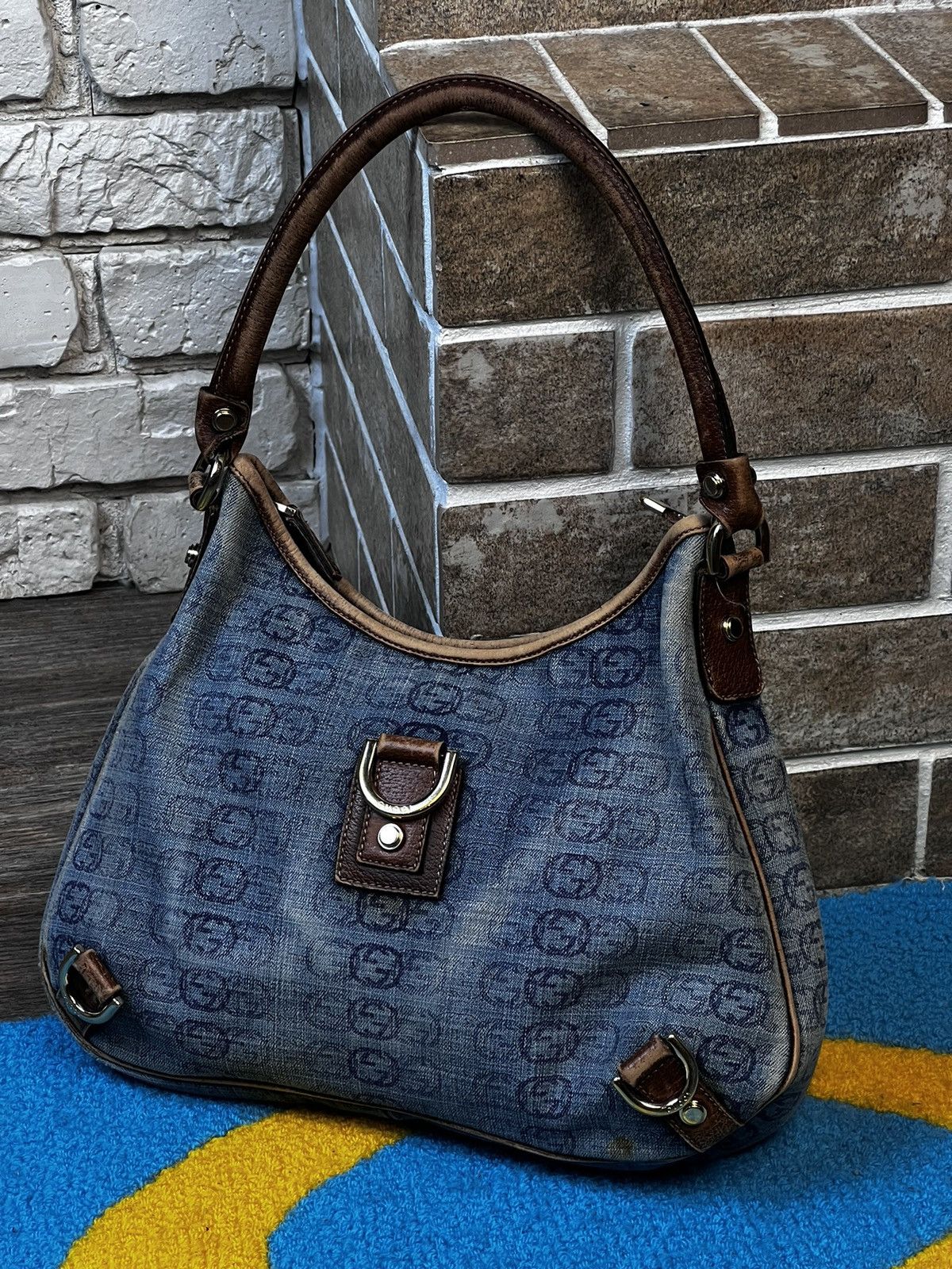 Gucci × Vintage Gucci Blue GG Denim Abbey D-Ring Shoulder Hobo Bag Size ONE SIZE - 2 Thumbnail