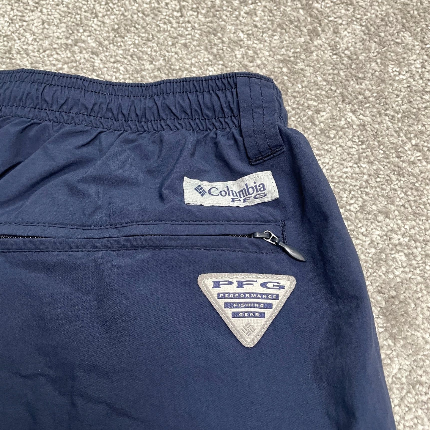 Vintage Columbia PFG Omni Shade Water Shorts Mens Large Blue Elastic Waist Trunks 31x5.5 Navy/Blue Size US 33 - 4 Thumbnail