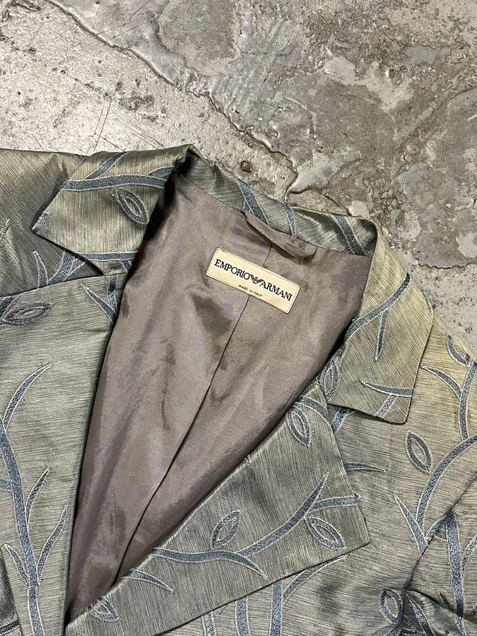 Emporio Armani SS2005 Emporio Armani Tree Branches Blue Silver Suit Jacket Size XS / US 0-2 / IT 36-38 - 4 Thumbnail