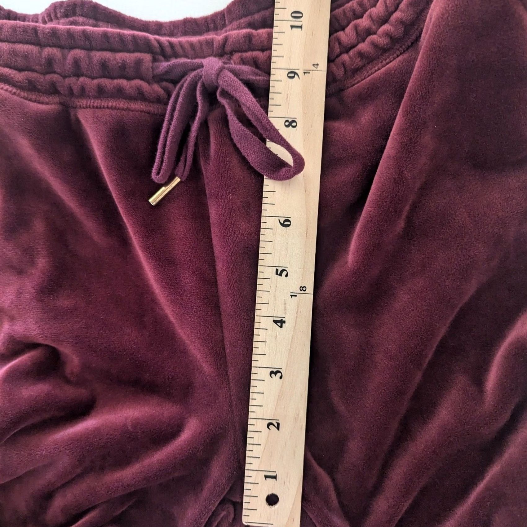 Vintage VINTAGE PJ Salvage Burgundy Velour Jogger Sweatpants Gold Trim Womens S Butter Soft Size 28" / US 6 / IT 42 - 6 Thumbnail