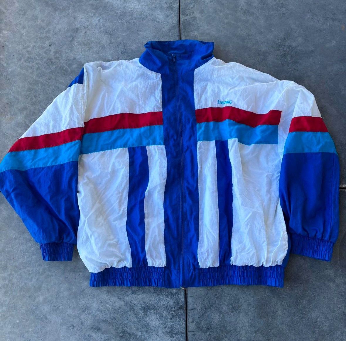 Spalding Vintage Spalding Pro Windbreaker Red White Blue Retro Zip Size US XXL / EU 58 / 5 - 1 Thumbnail