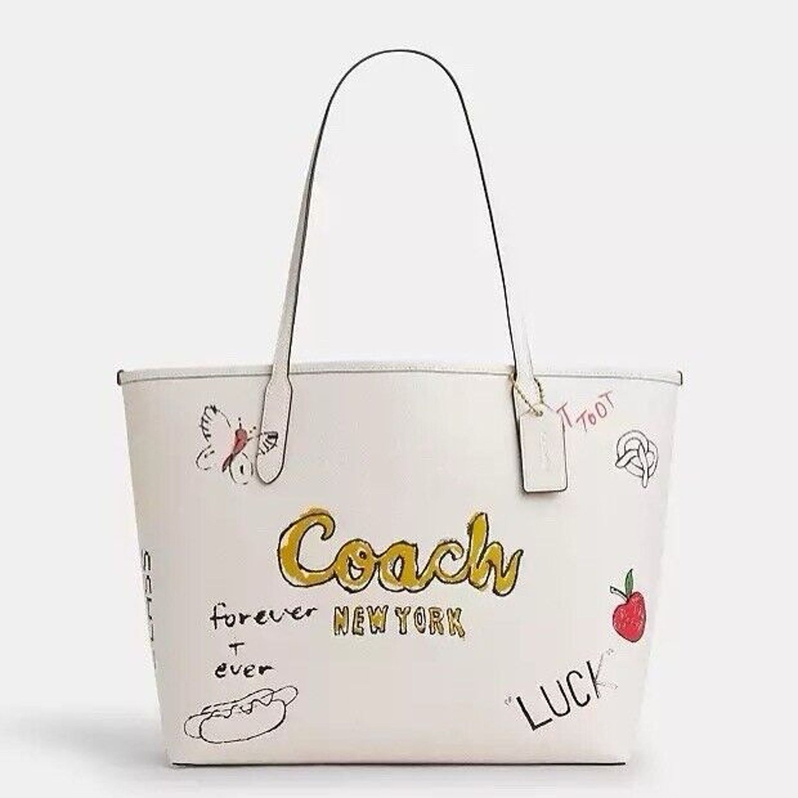 Coach NWT COACH City Tote Bag Sketch Print Leather Chalk Cak18 Size ONE SIZE - 5 Thumbnail