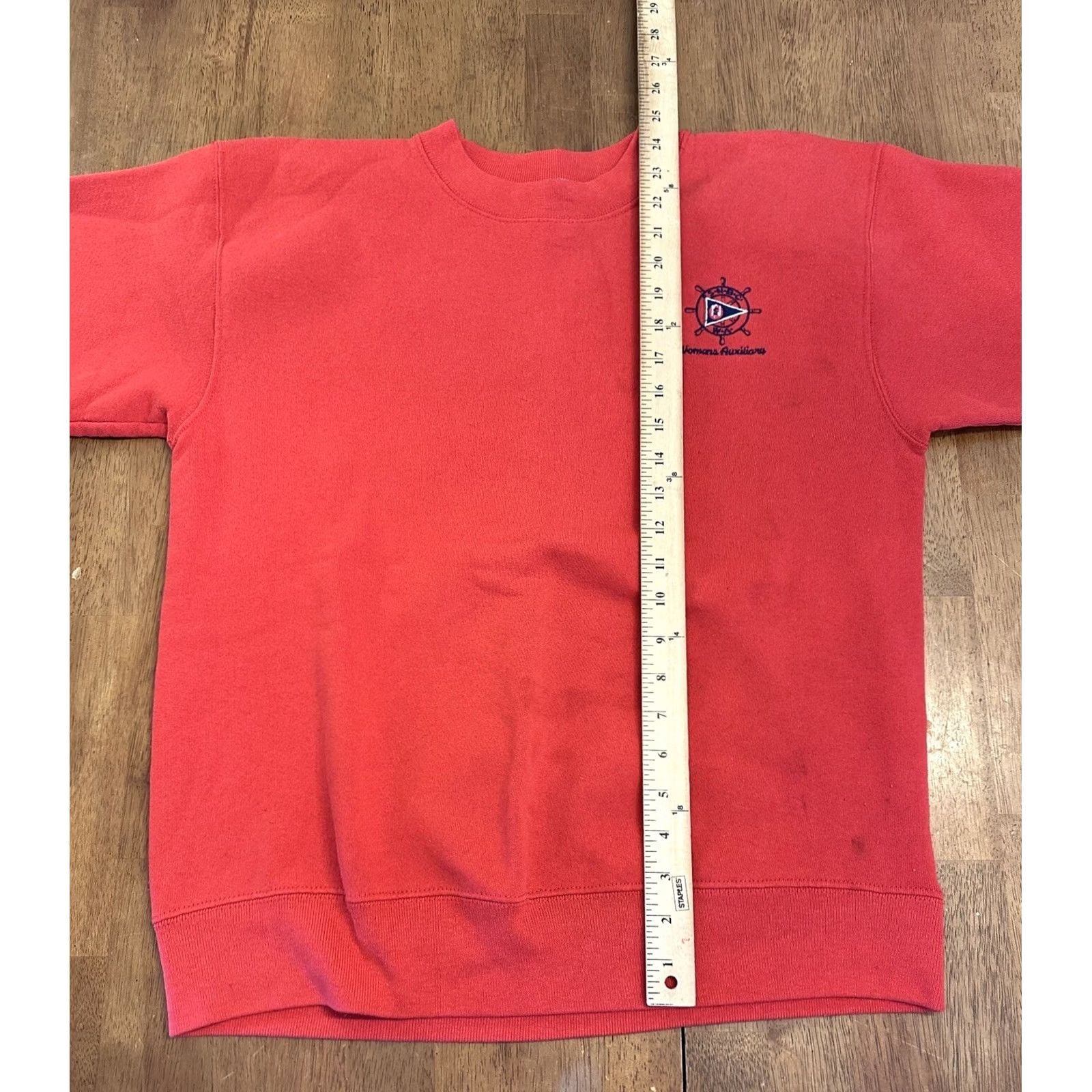 Soffe VINTAGE Soffe Ladies Auxiliary Crewneck Sweatshirt 90s Large Red Made In USA Womens Size L / US 10 / IT 46 - 7 Thumbnail
