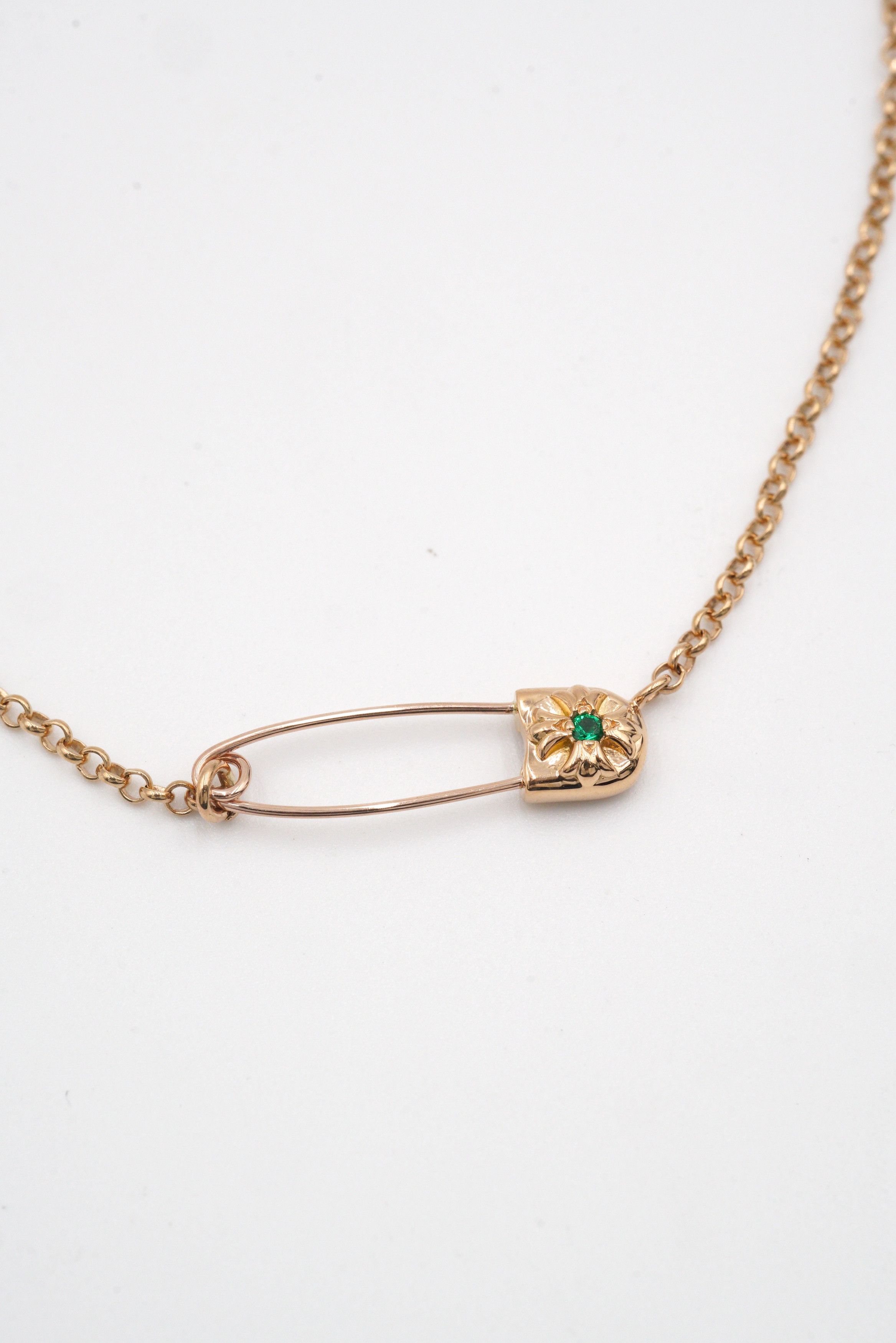 Chrome Hearts Chrome Hearts 22K Gold Emerald Safety Pin Necklace Size ONE SIZE - 5 Thumbnail