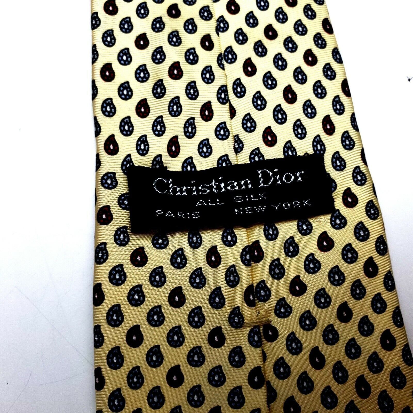 Dior Christian Dior Silk Tie Print Yellow Geometric Short Size ONE SIZE - 3 Thumbnail