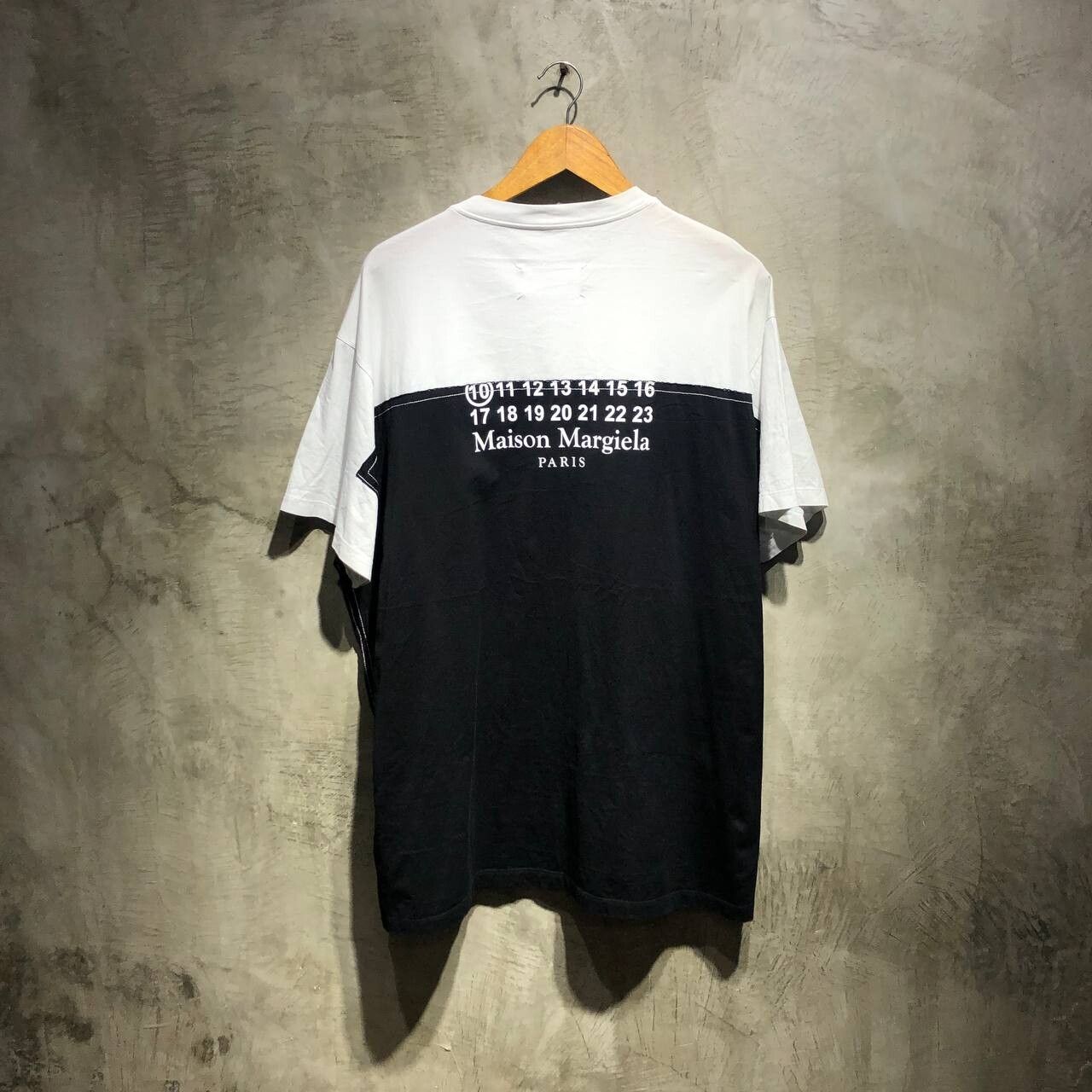 Pre-owned Maison Margiela 10 Cut And Sew Logo Tee In Black/white