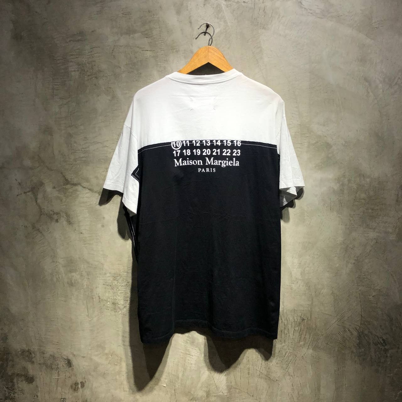 image of Maison Margiela 10 Cut And Sew Logo Tee in Black/White, Men's (Size 2XL)