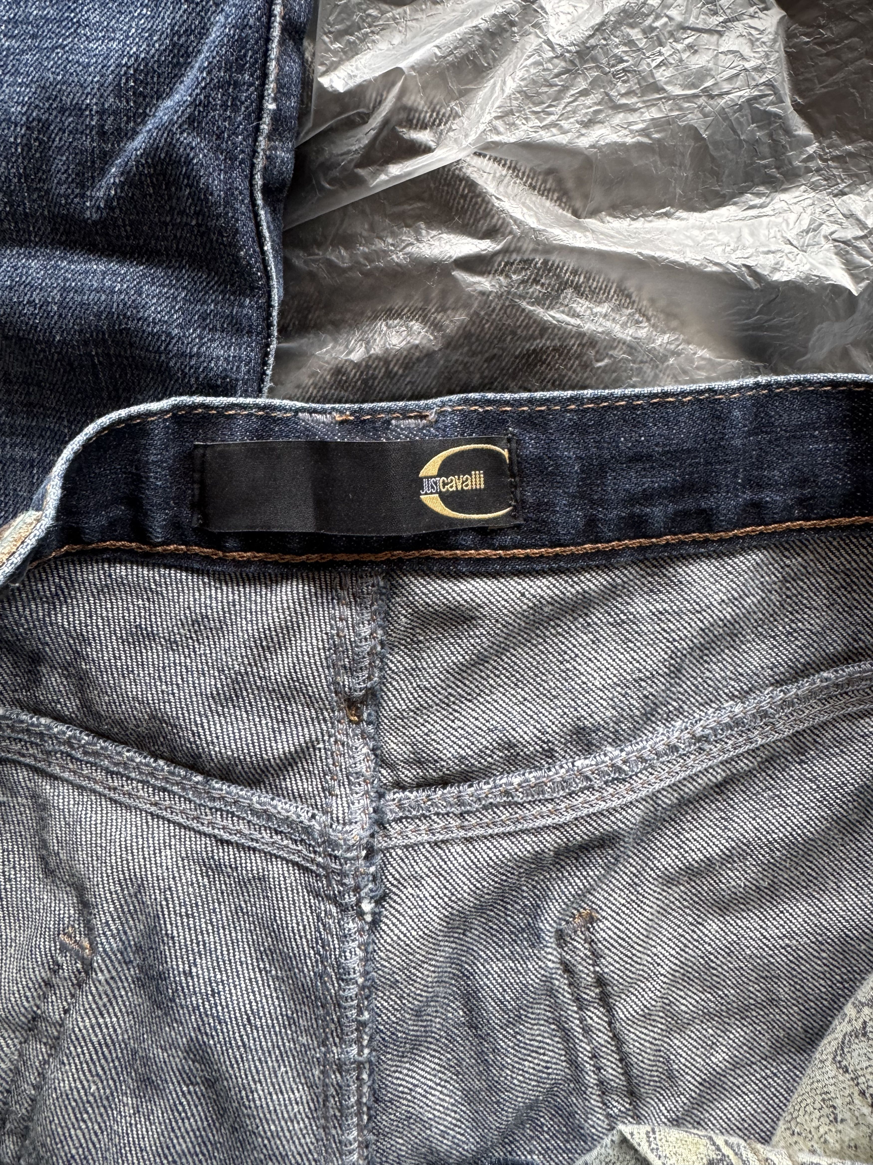 Just Cavalli Ornate Leather Pocket Denim Jeans Size US 33 - 19 Thumbnail