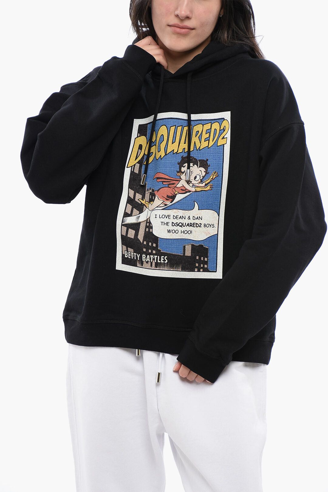 Dsquared2 Brushed Cotton Oversized Hoodie BETTY BATTLES Size M / US 6-8 / IT 42-44 - 1 Thumbnail