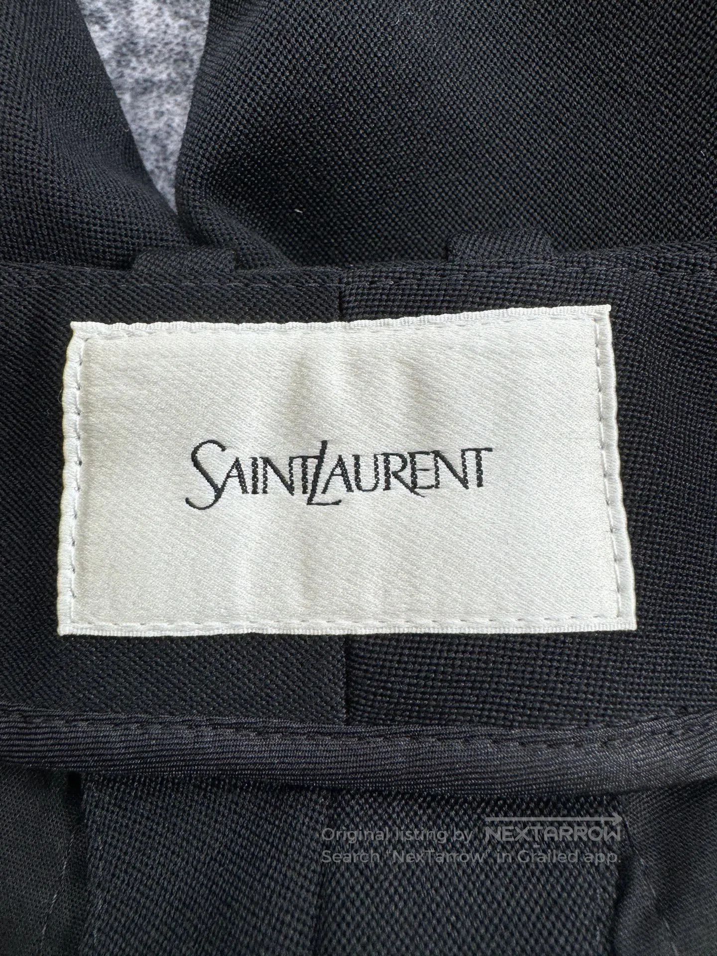 Saint Laurent Paris Saint Laurent Black Wool Wide-Leg Trousers. Size 35" - 3 Thumbnail