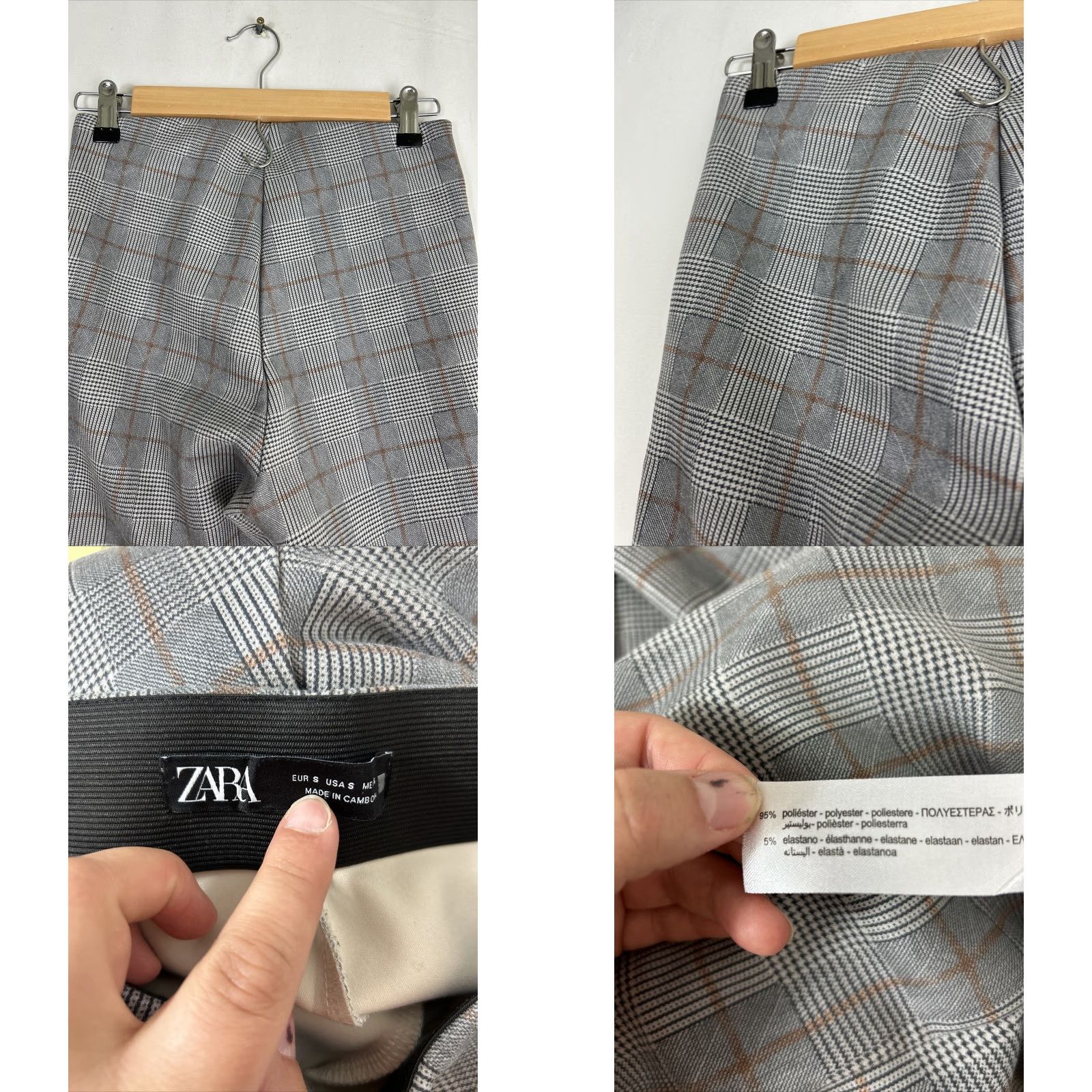 Zara Zara Pants Women S Gray Plaid Tartan Checkered Elastic High Stretch Trouser Style Dress Pants Size 28" / US 6 / IT 42 - 8 Thumbnail