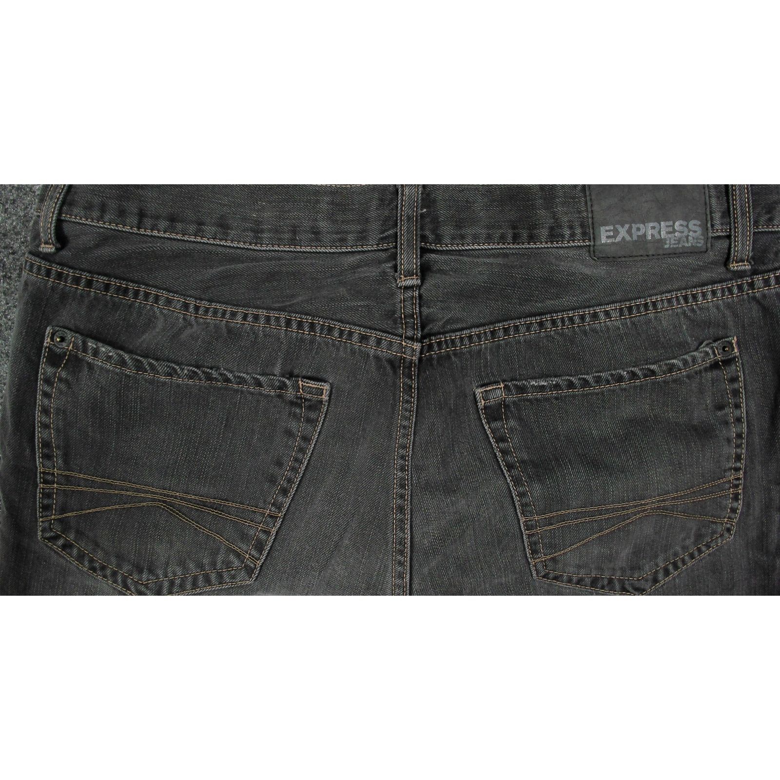 Express Express Faded Black Wash Distressed Denim Jeans 36x30 Size US 36 / EU 52 - 15 Thumbnail