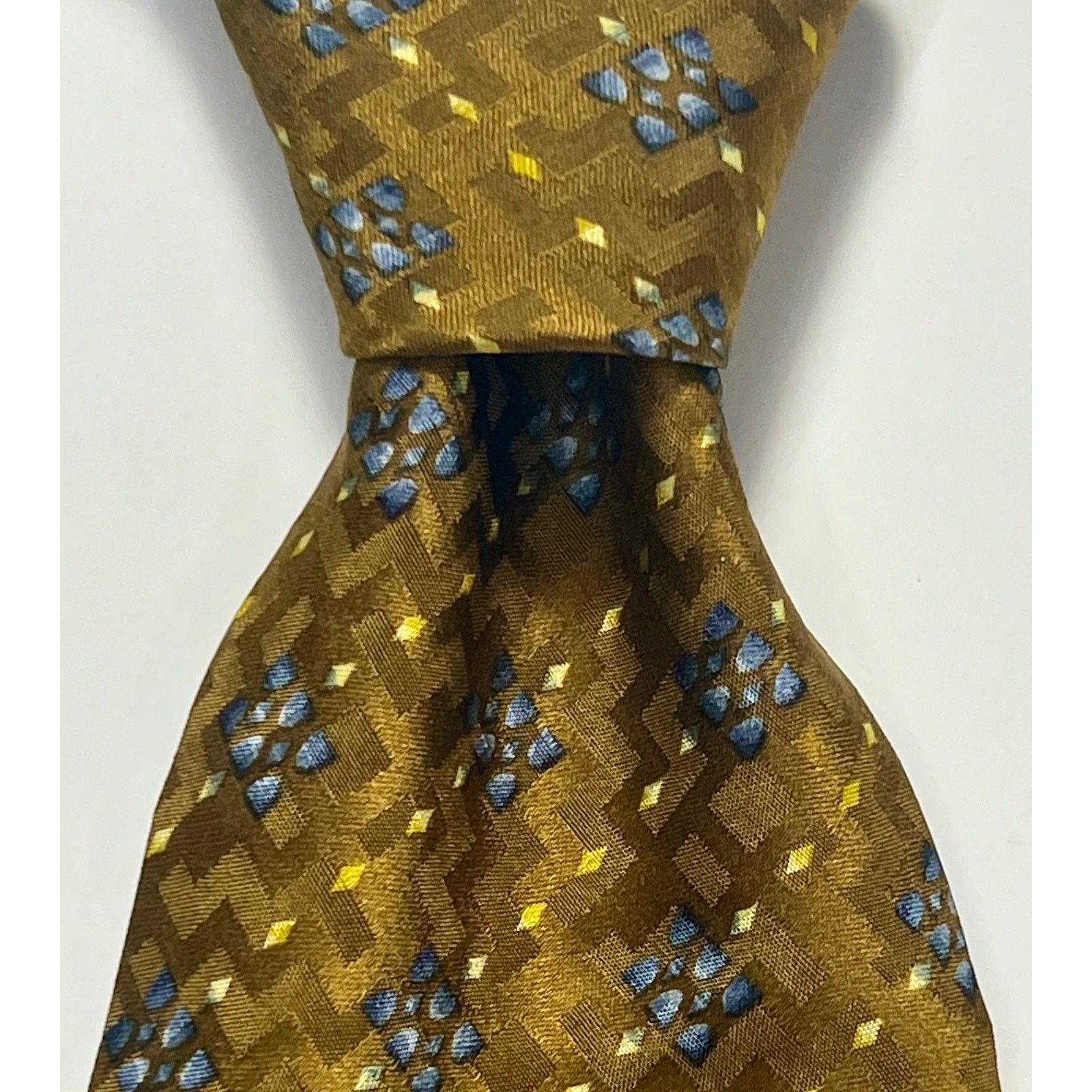 Calvin Klein Calvin Klein Collection Men Tie Gold 100% Silk Woven Necktie Size ONE SIZE - 4 Thumbnail
